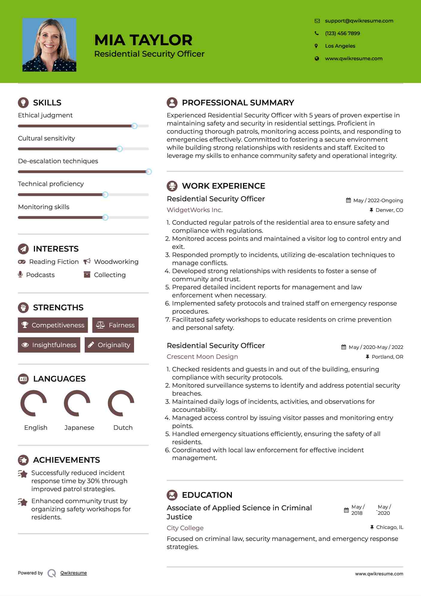 Residential Security Officer Resume Samples QwikResume