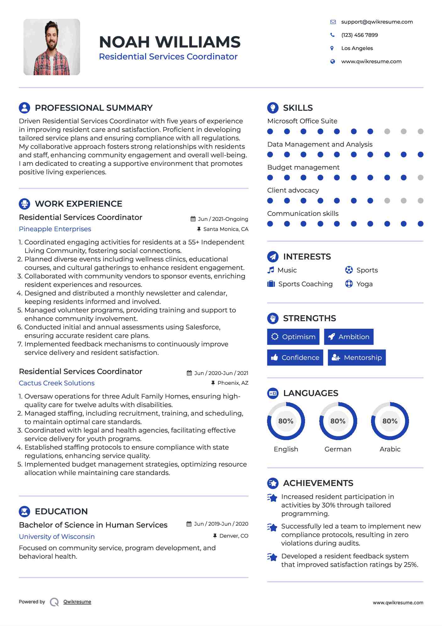 Residential Services Coordinator Resume Format