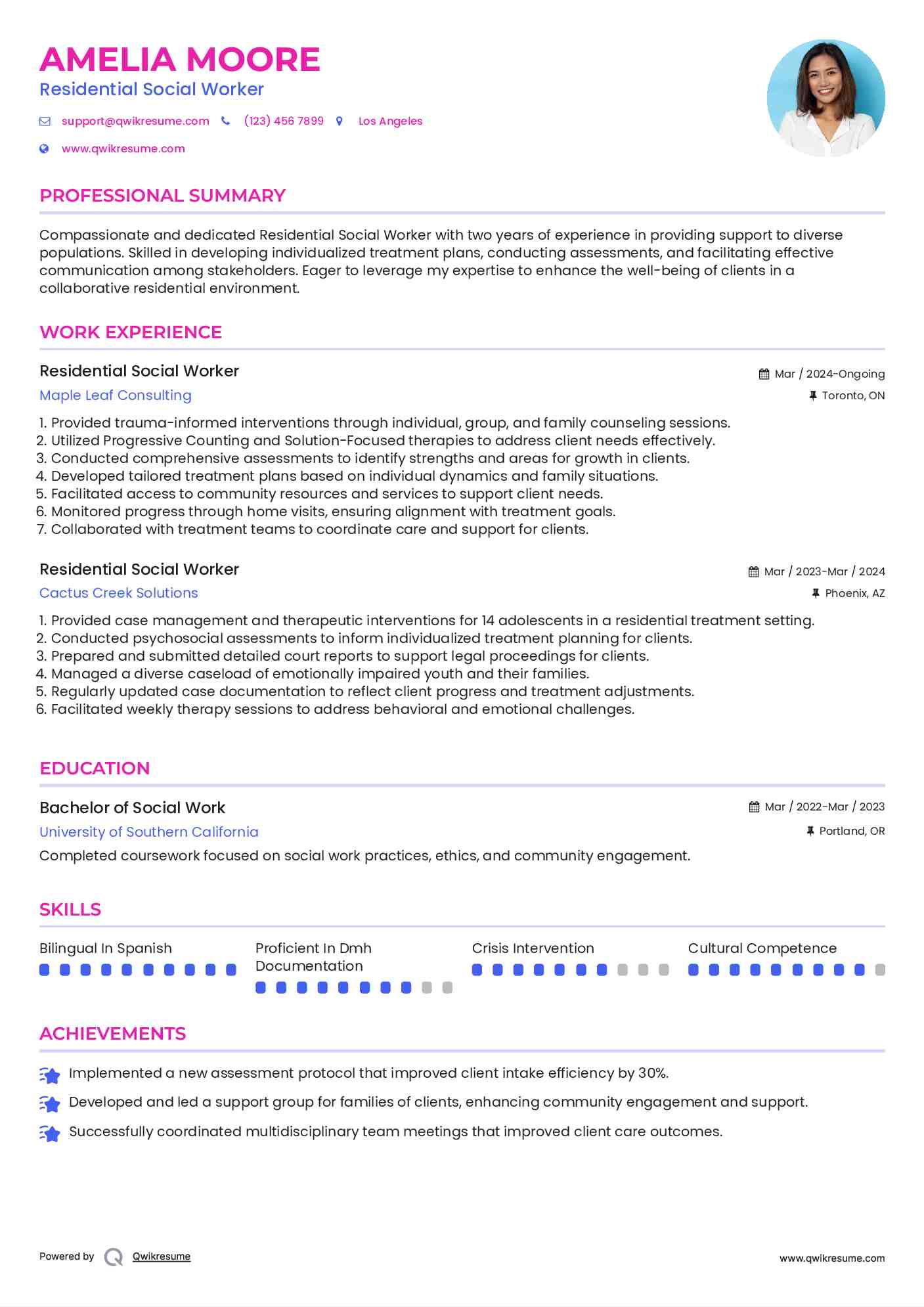 Residential Social Worker Resume Model