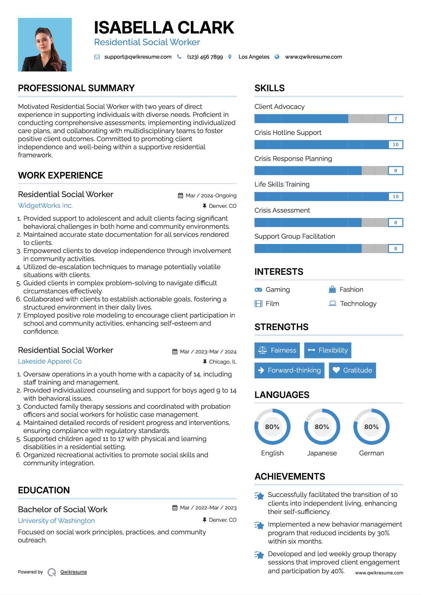 Residential Social Worker Resume Template