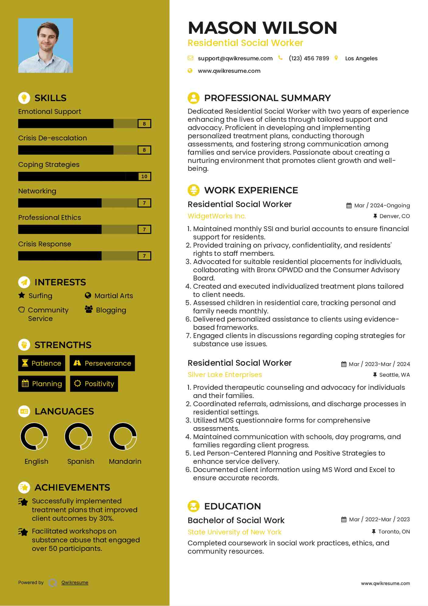 Residential Social Worker Resume Template