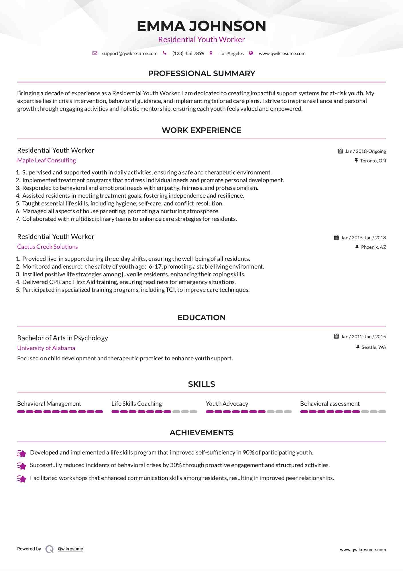 Residential Youth Worker Resume Format