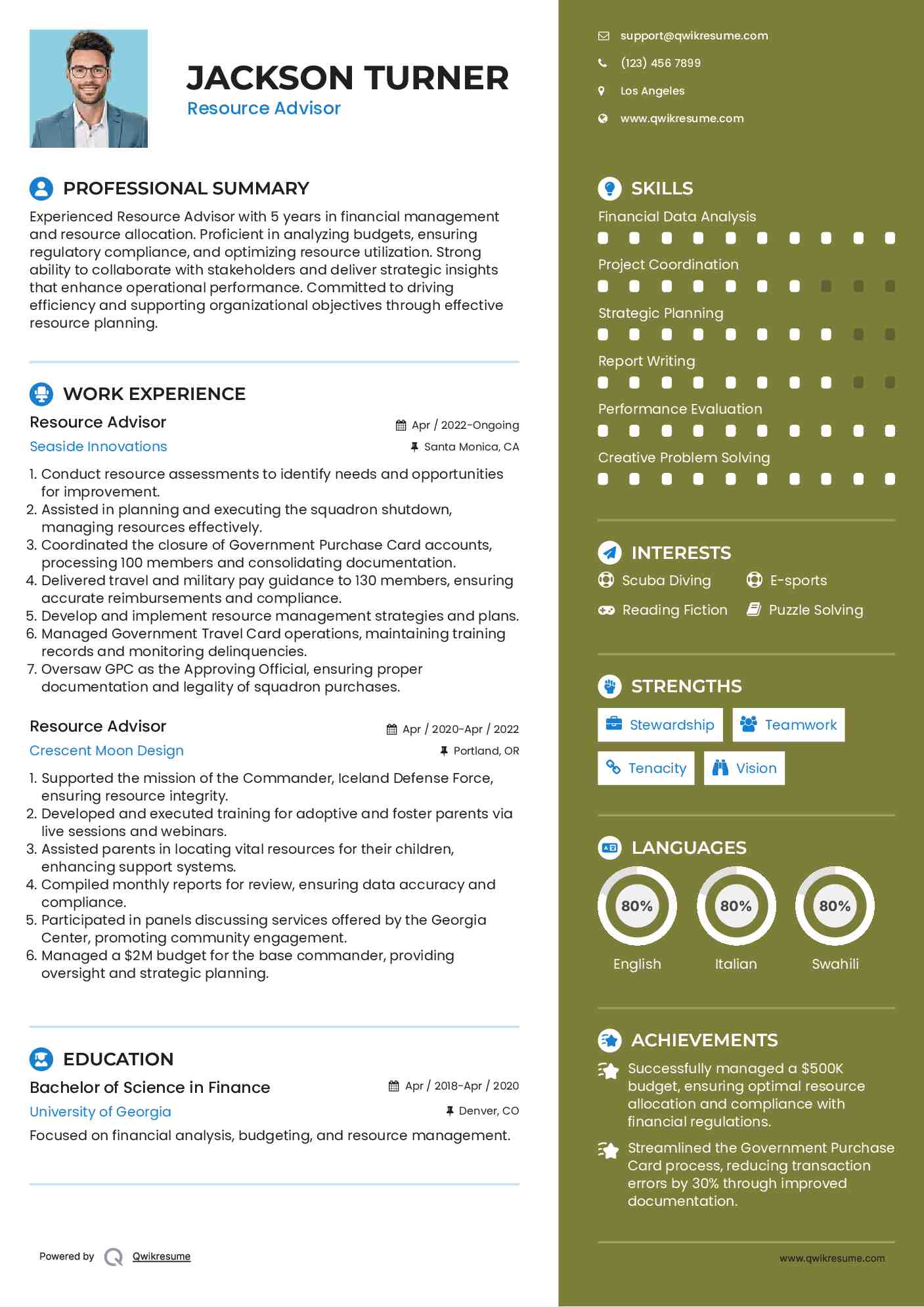 Resource Advisor Resume Template