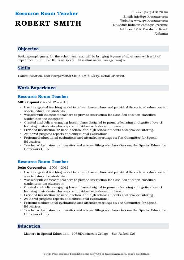 resource-room-teacher-resume-samples-qwikresume