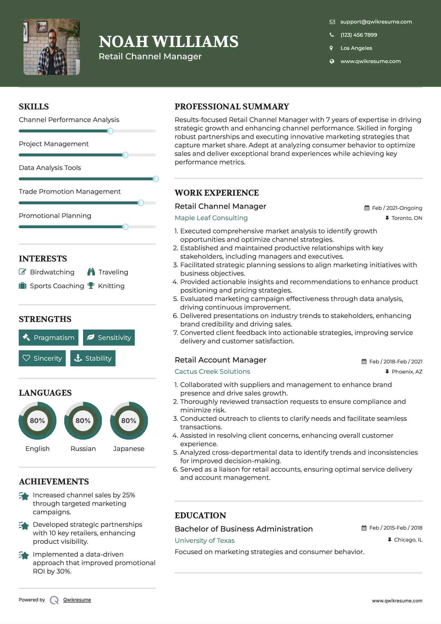 Retail Channel Manager Resume Sample