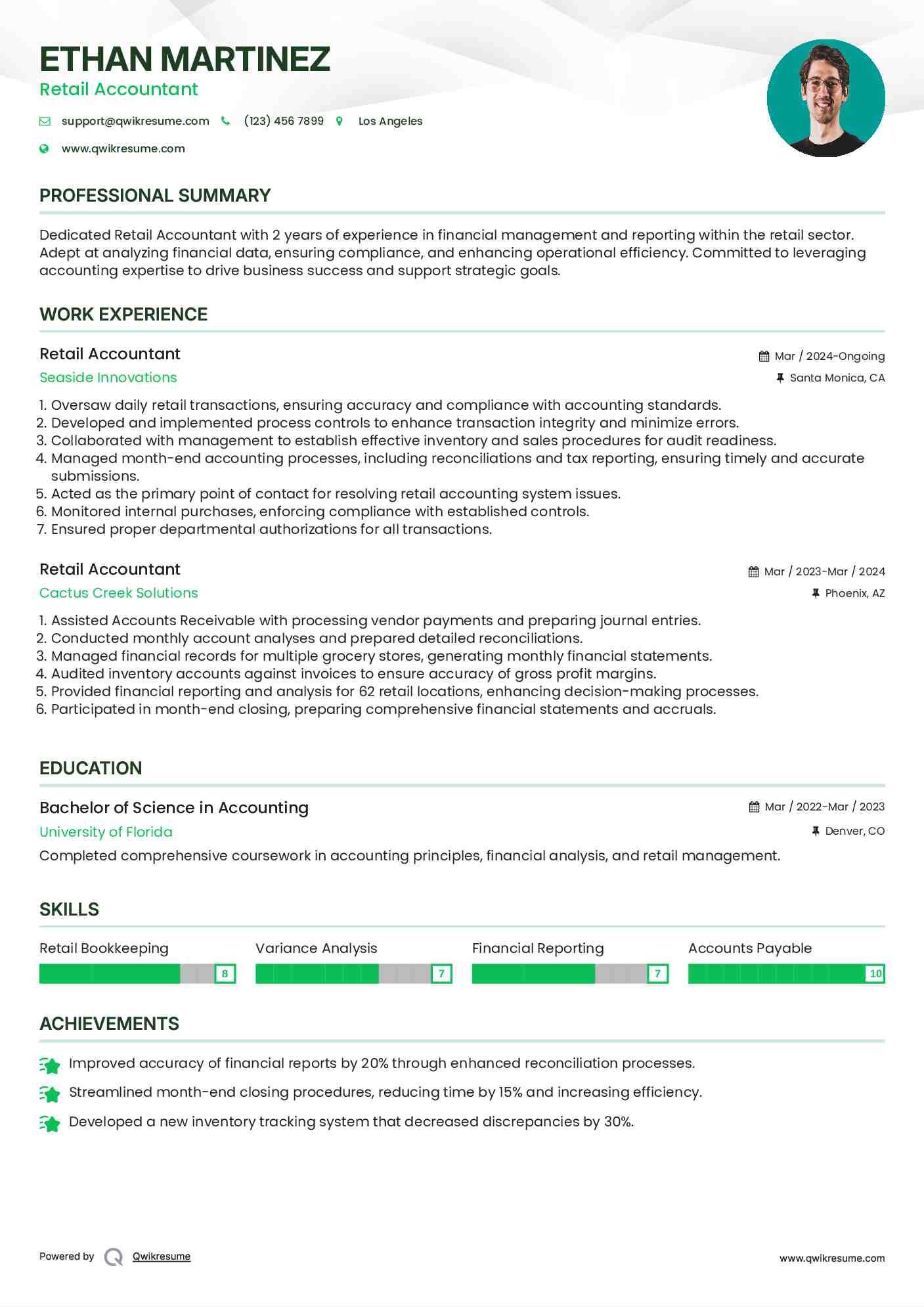 Retail Accountant Resume Format