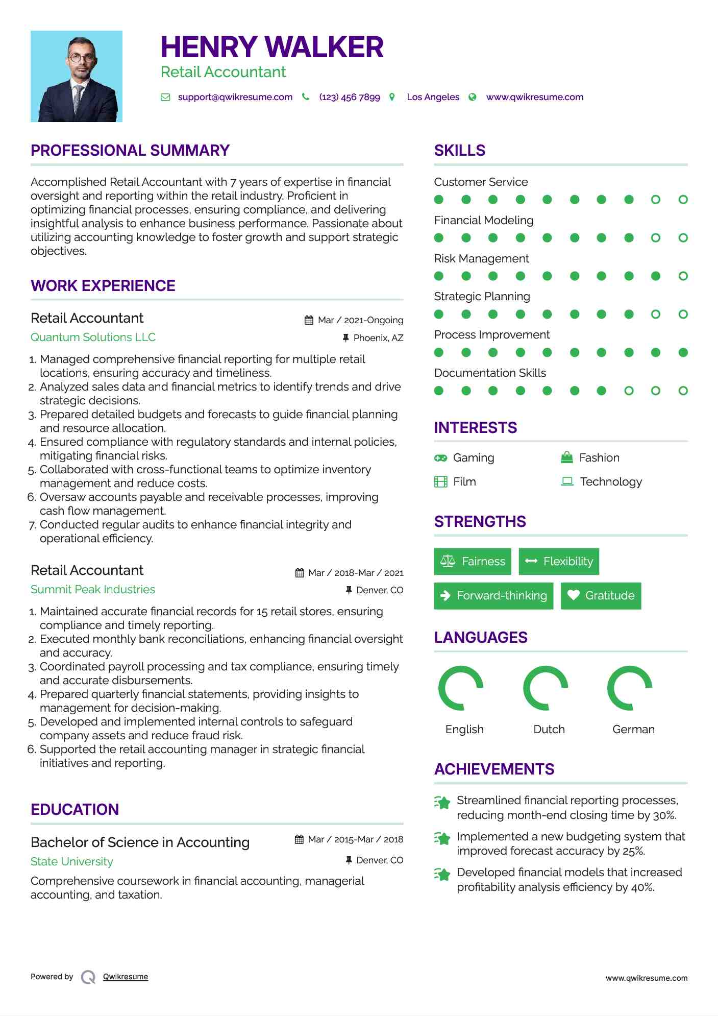 Retail Accountant Resume Template