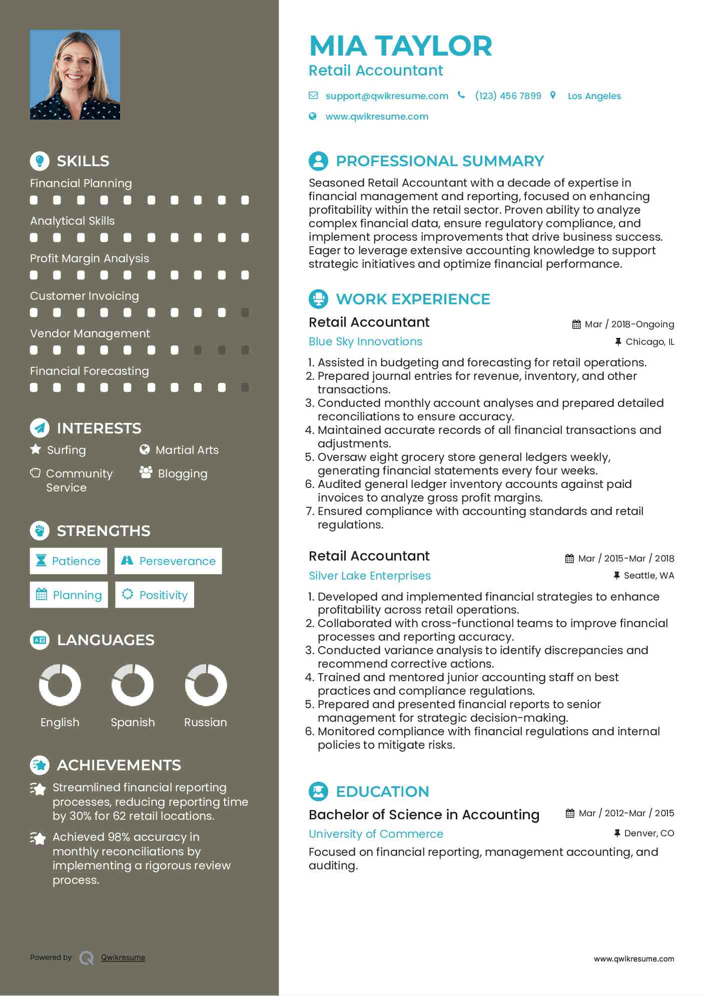 Retail Accountant Resume Format