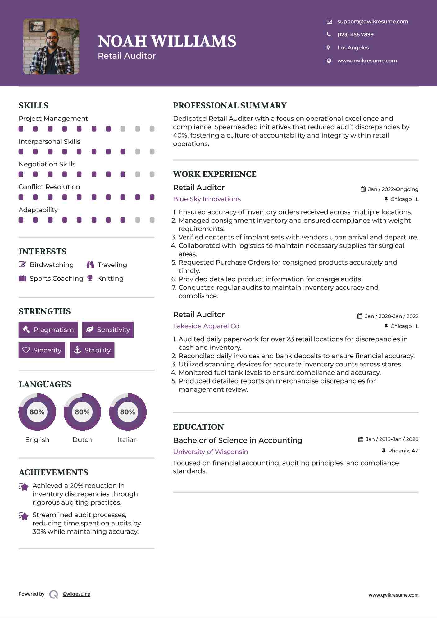 Retail Auditor Resume Format