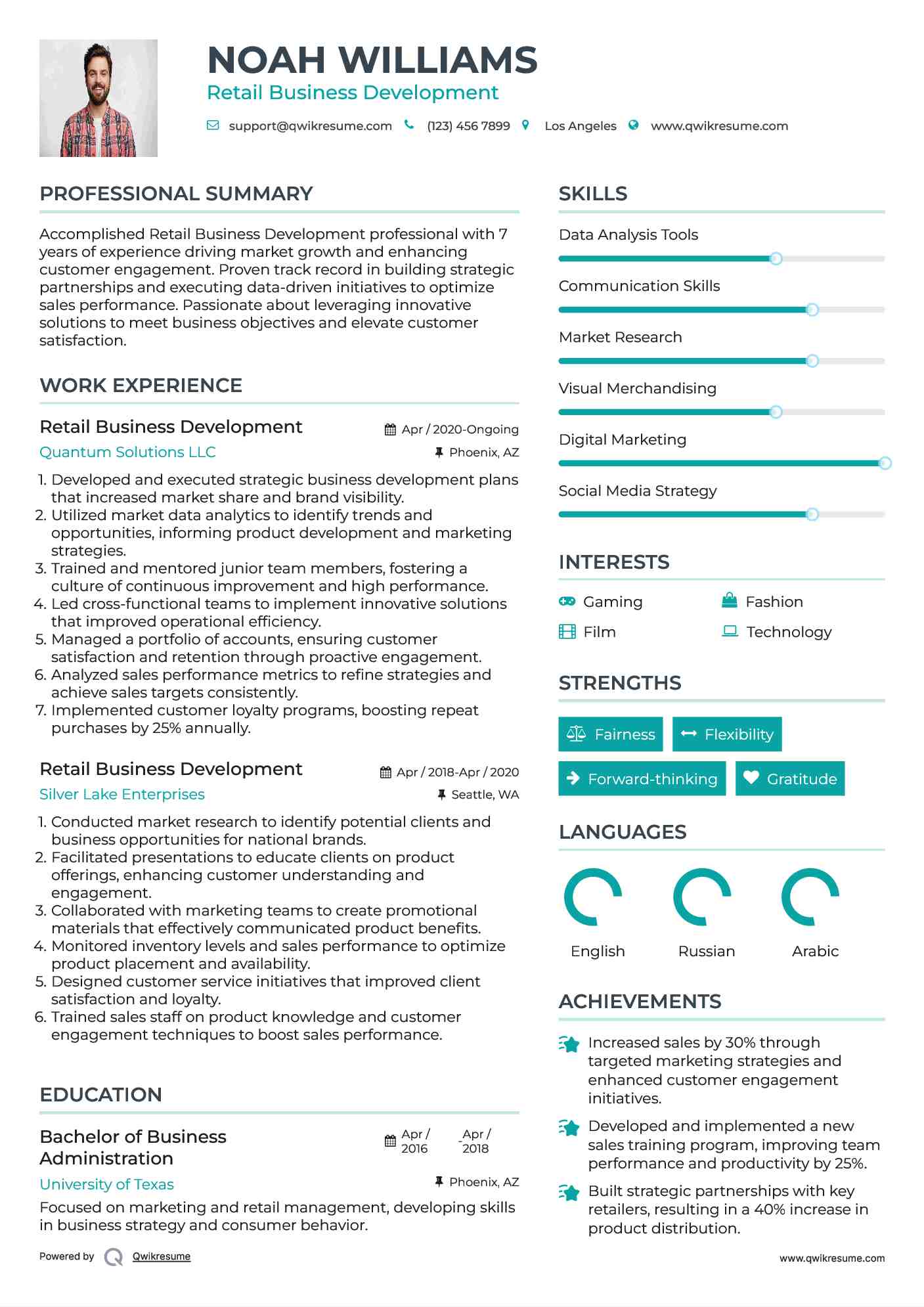 Retail Business Development Resume Template