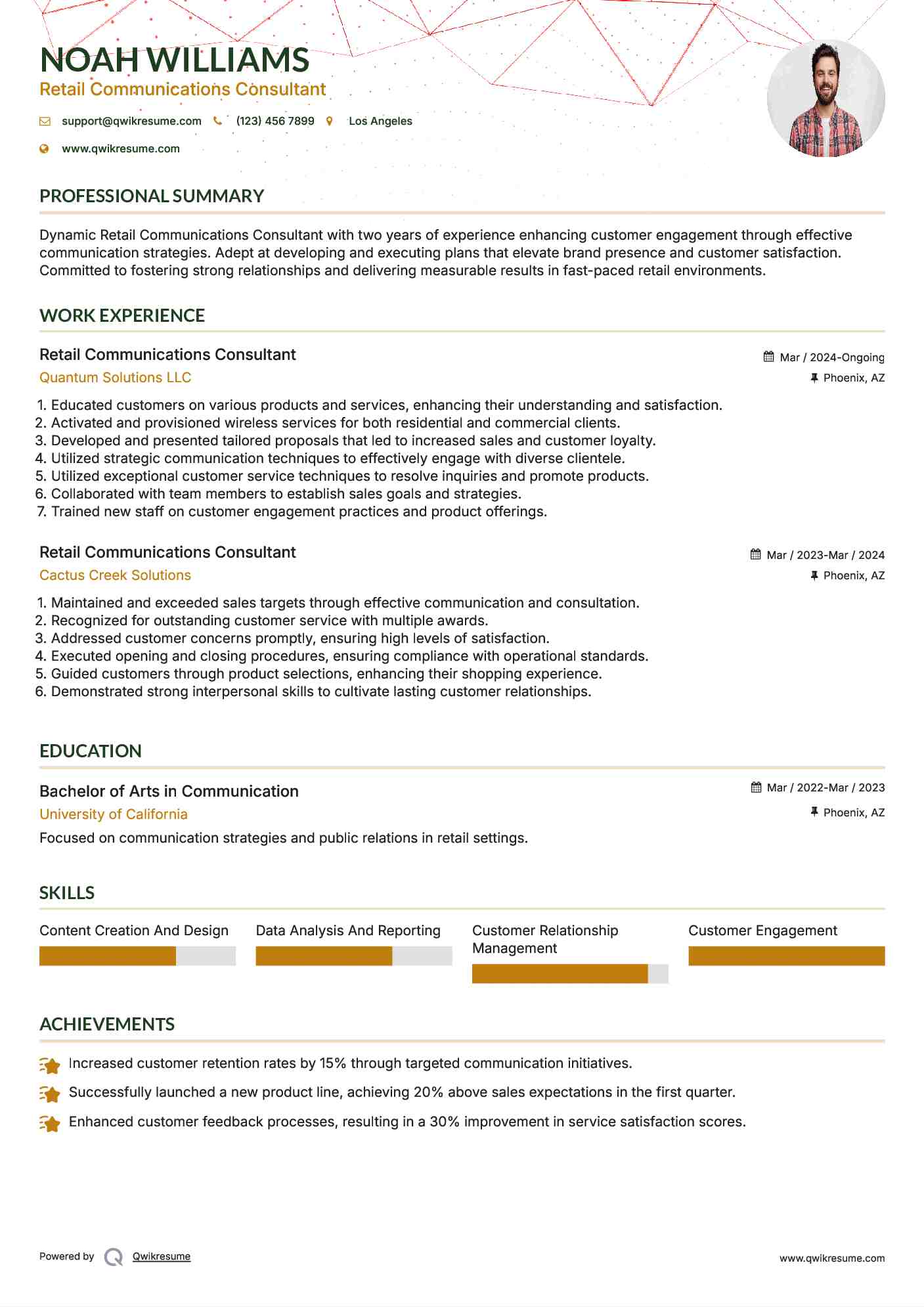 Retail Communications Consultant Resume Example