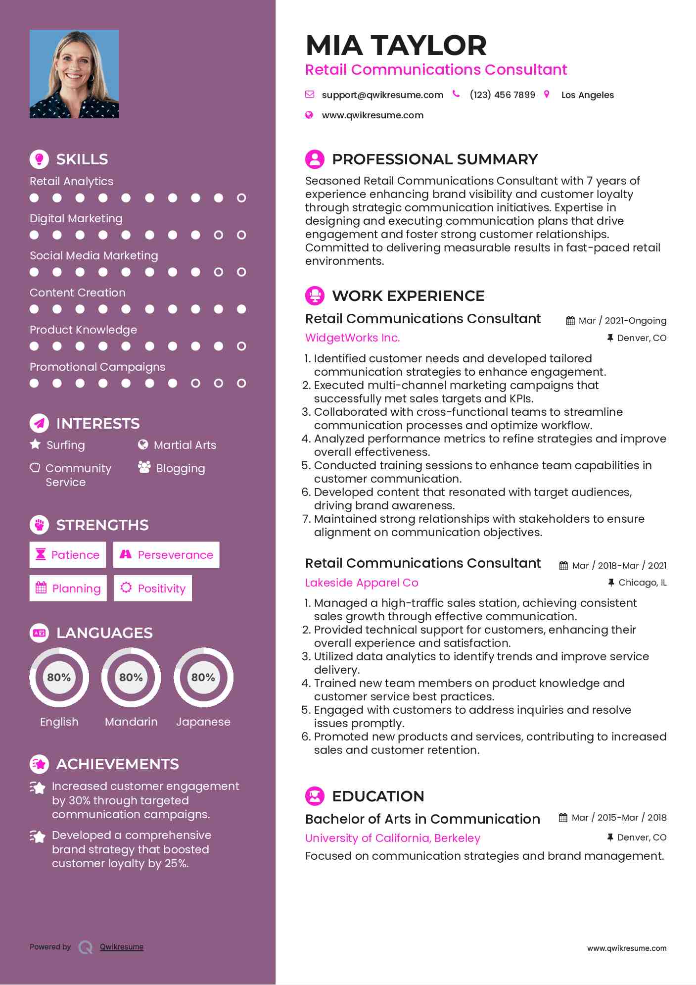 Retail Communications Consultant Resume Format