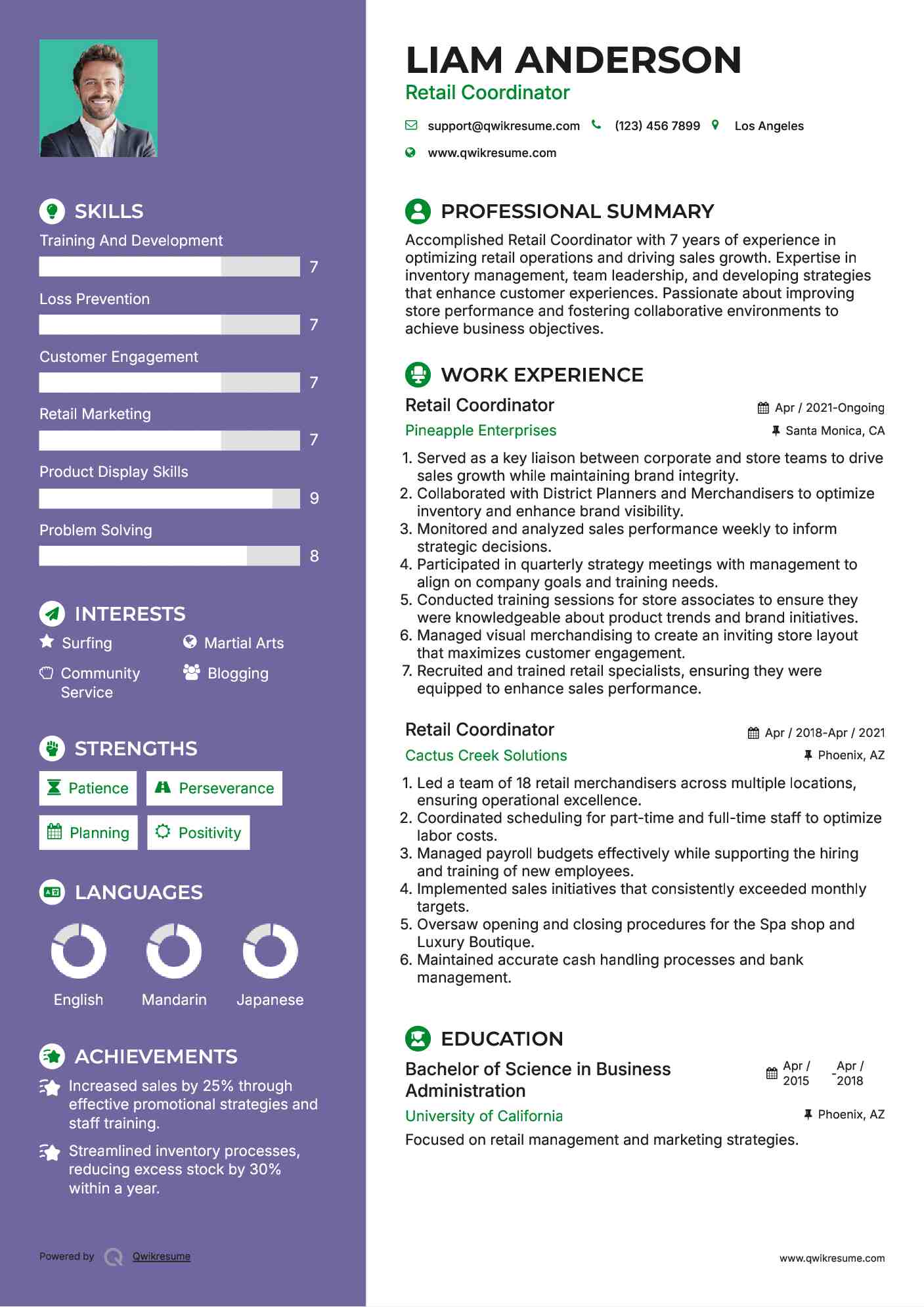 Retail Coordinator Resume Format