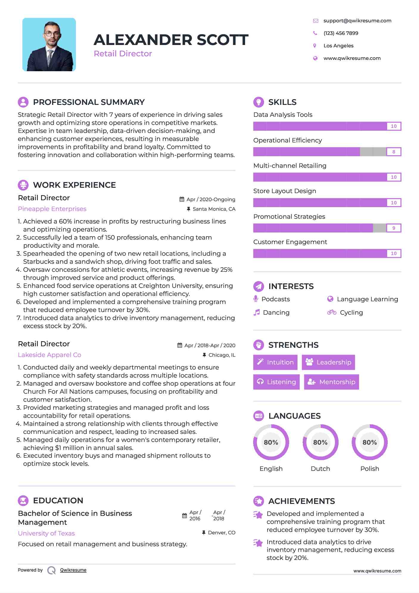 Retail Director Resume Template
