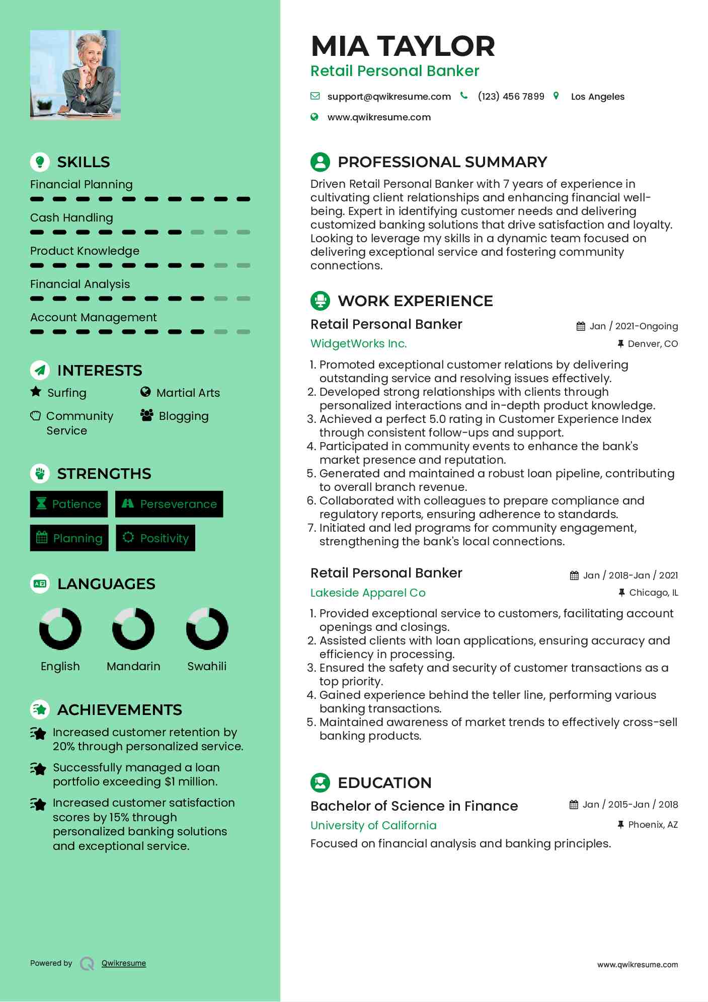Retail Personal Banker Resume Format