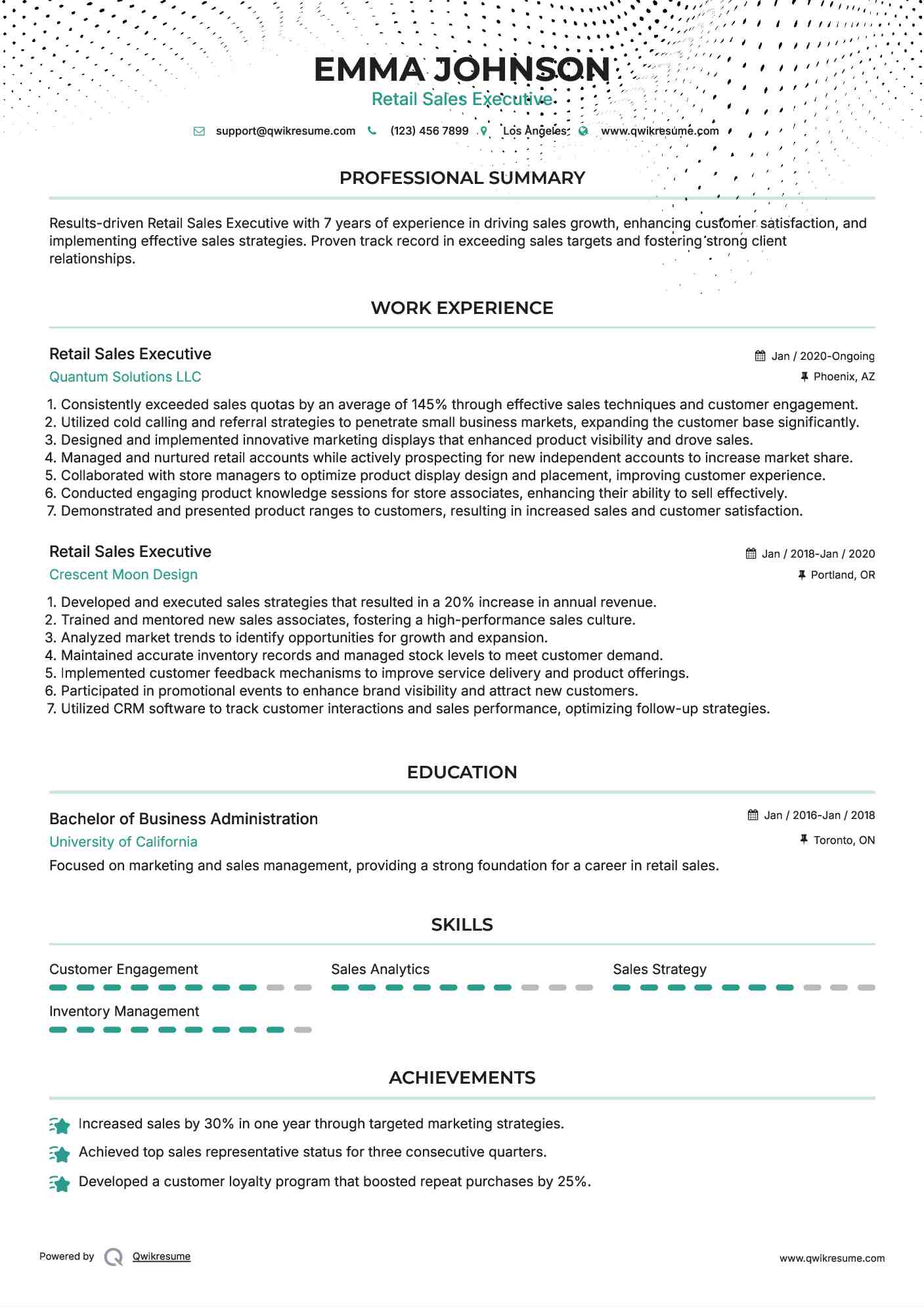 Retail Sales Executive Resume Format