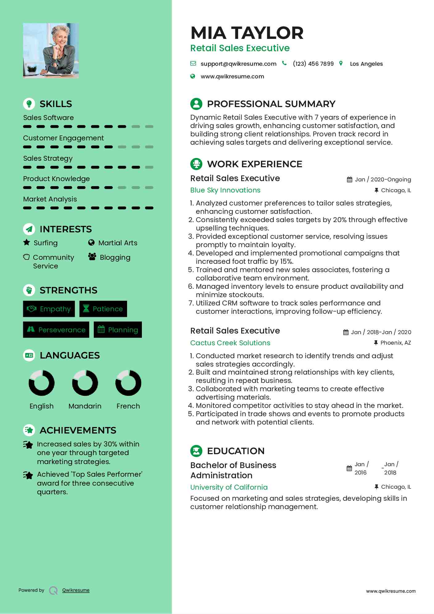 Retail Sales Executive Resume Format