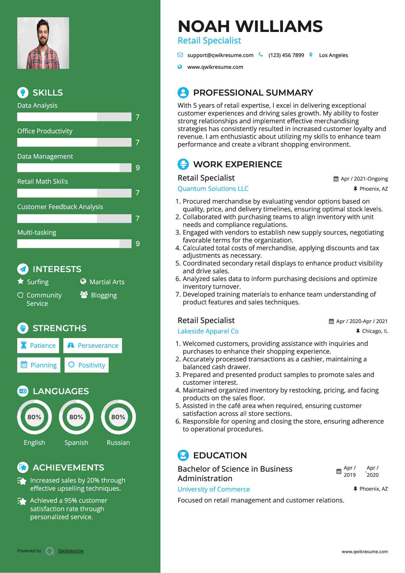 Retail Specialist Resume Template