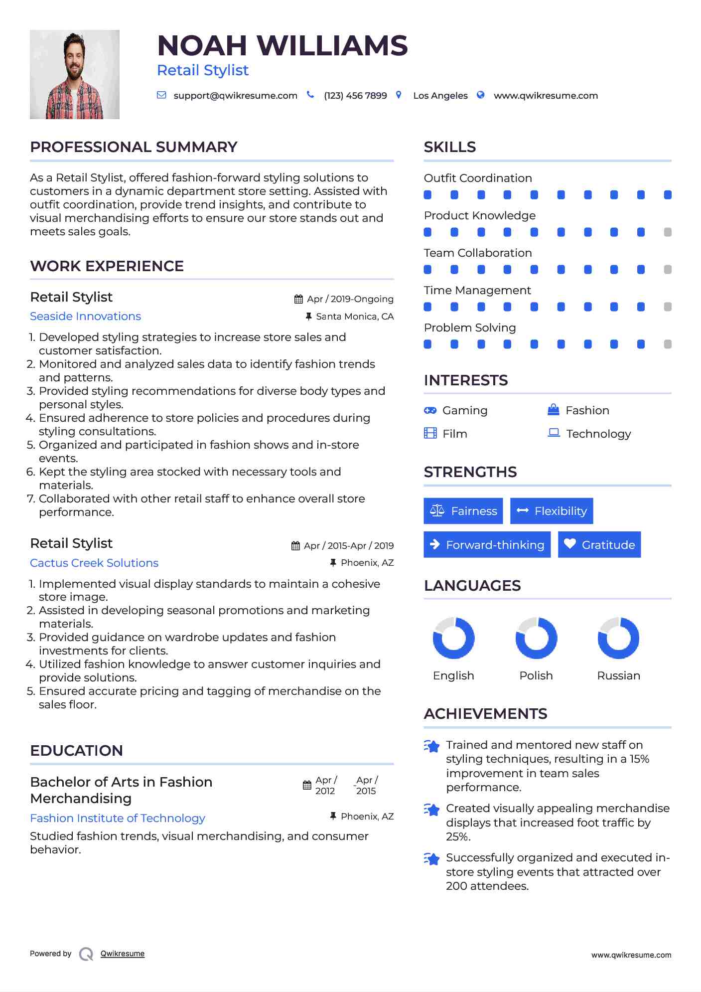 Retail Stylist Resume Example