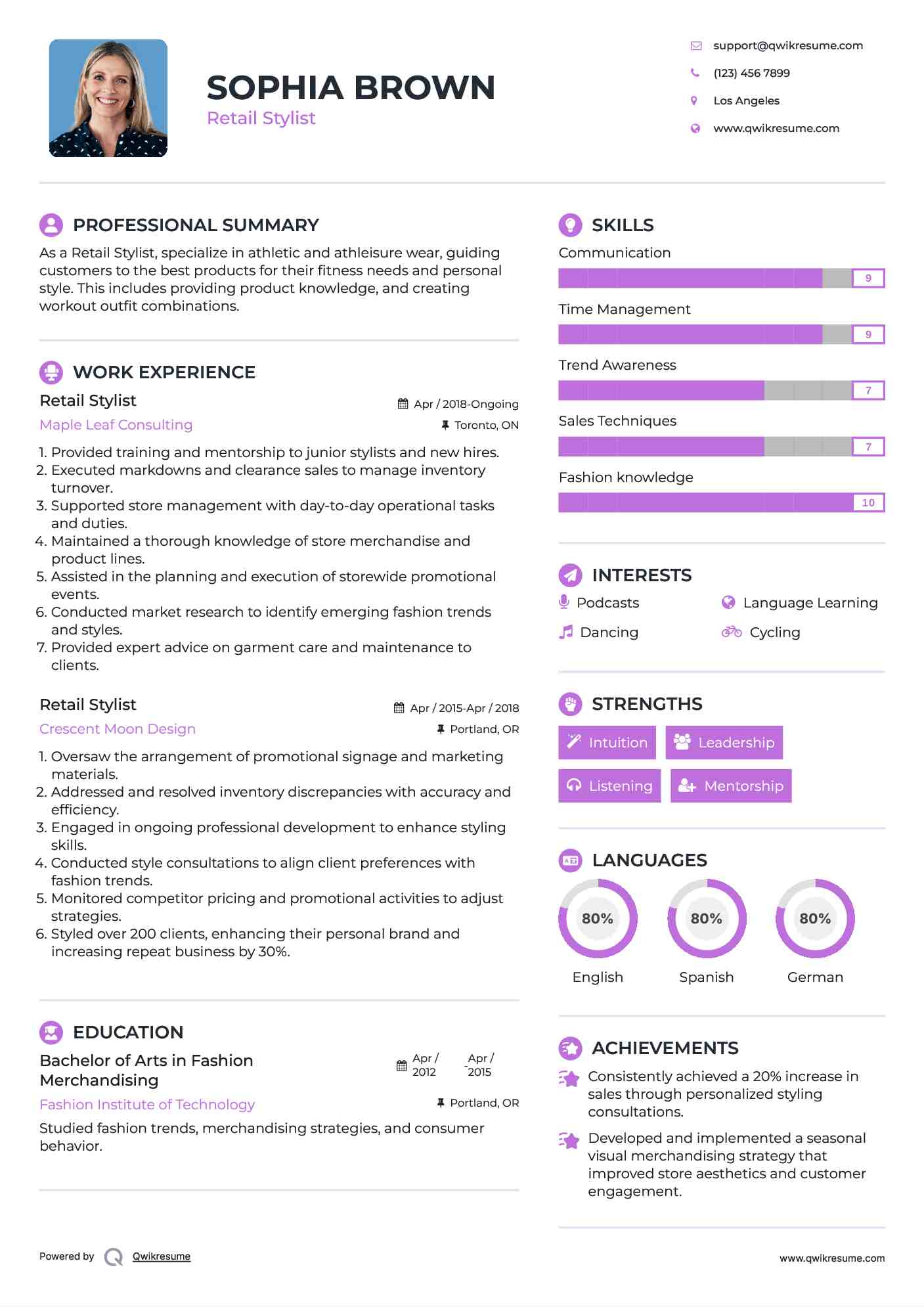 Retail Stylist Resume Format