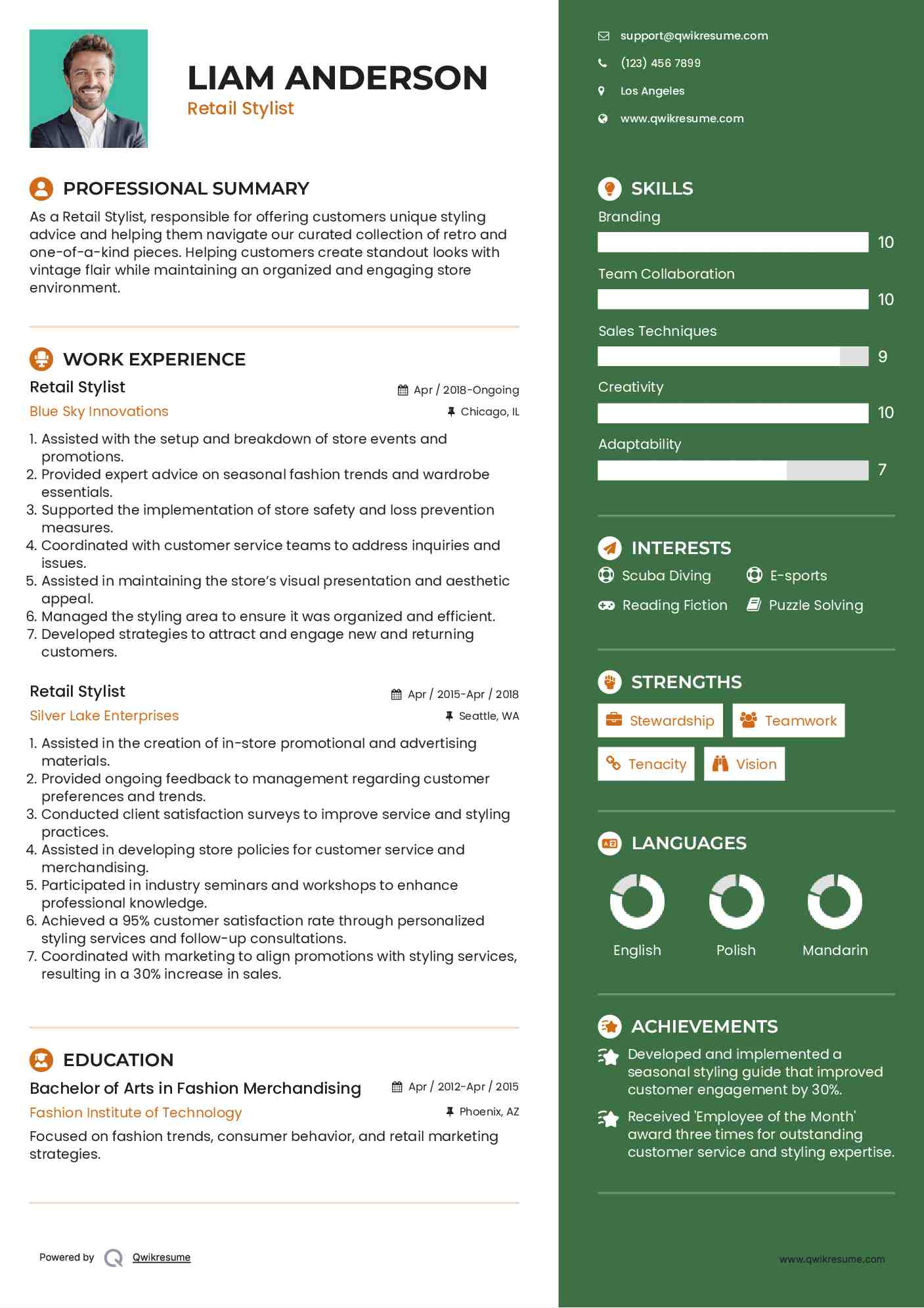 Retail Stylist Resume Format