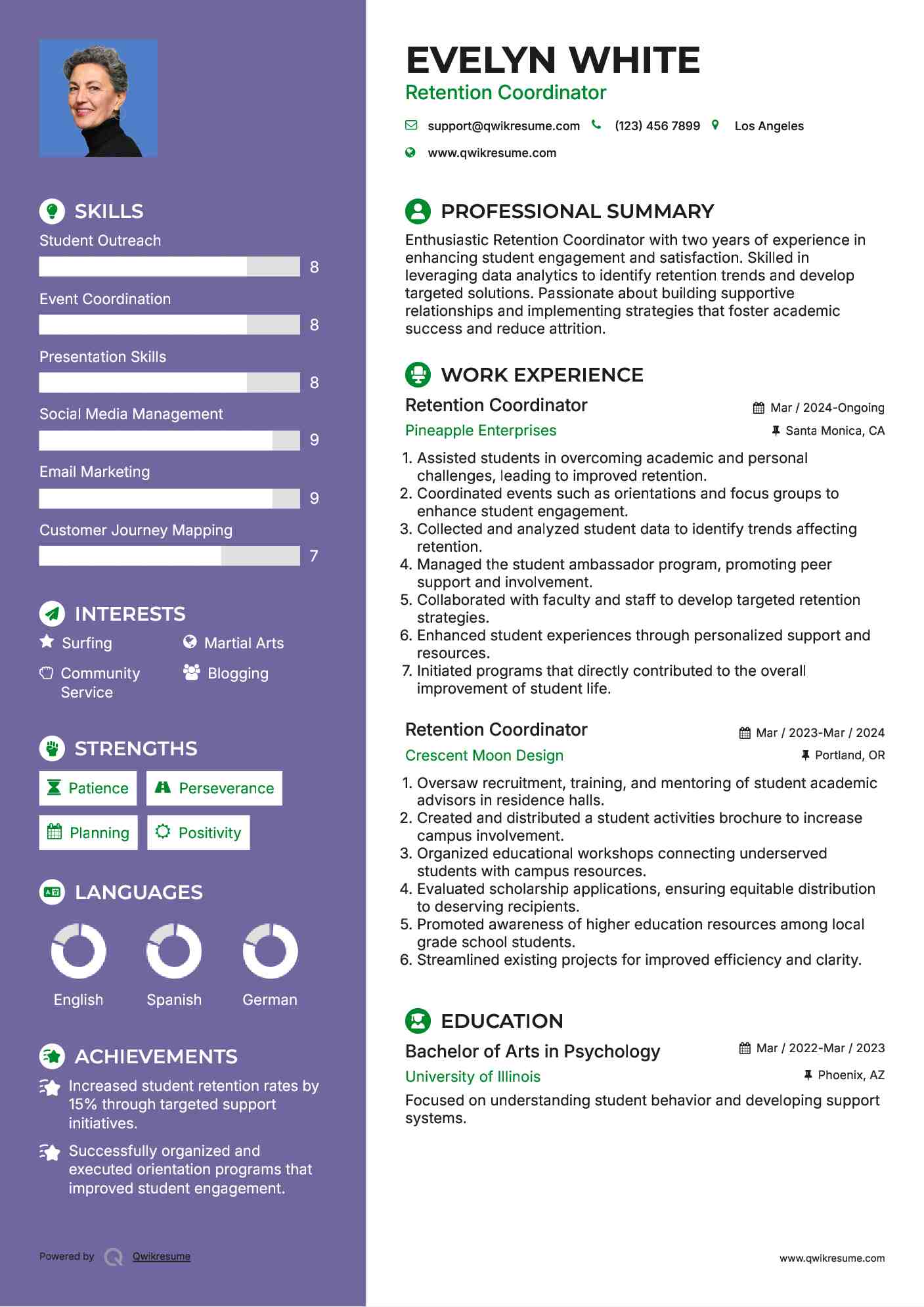 Retention Coordinator Resume Format