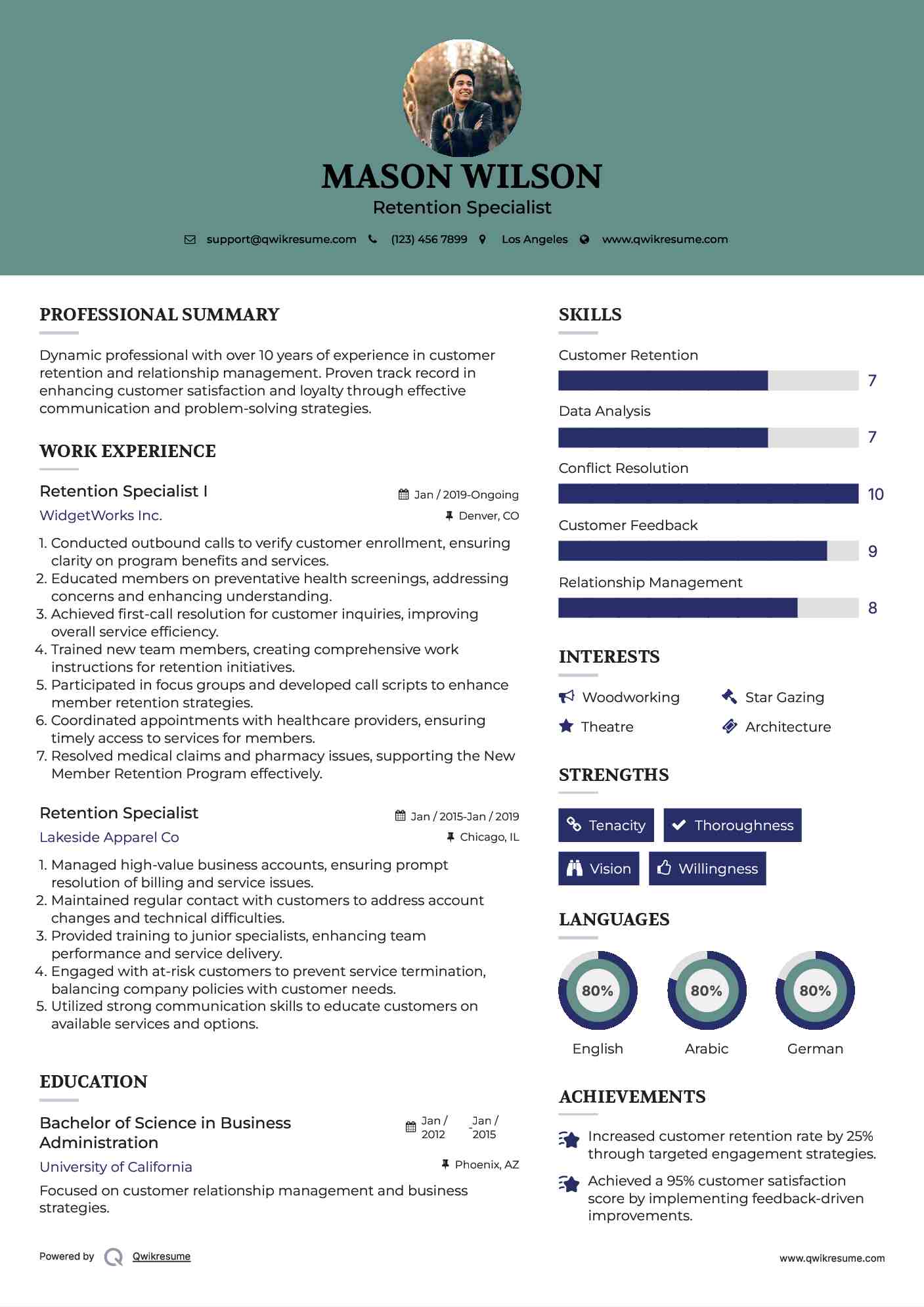 Retention Specialist I Resume Format