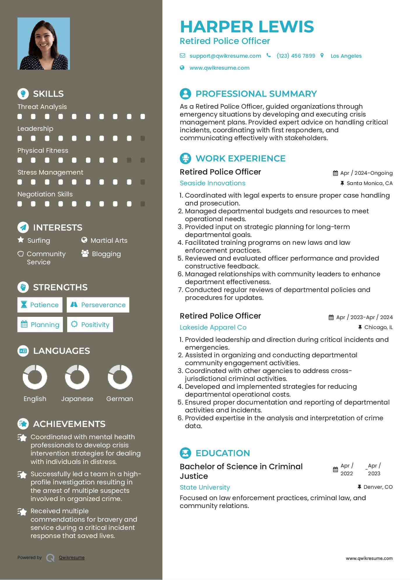 Retired Police Officer Resume Format