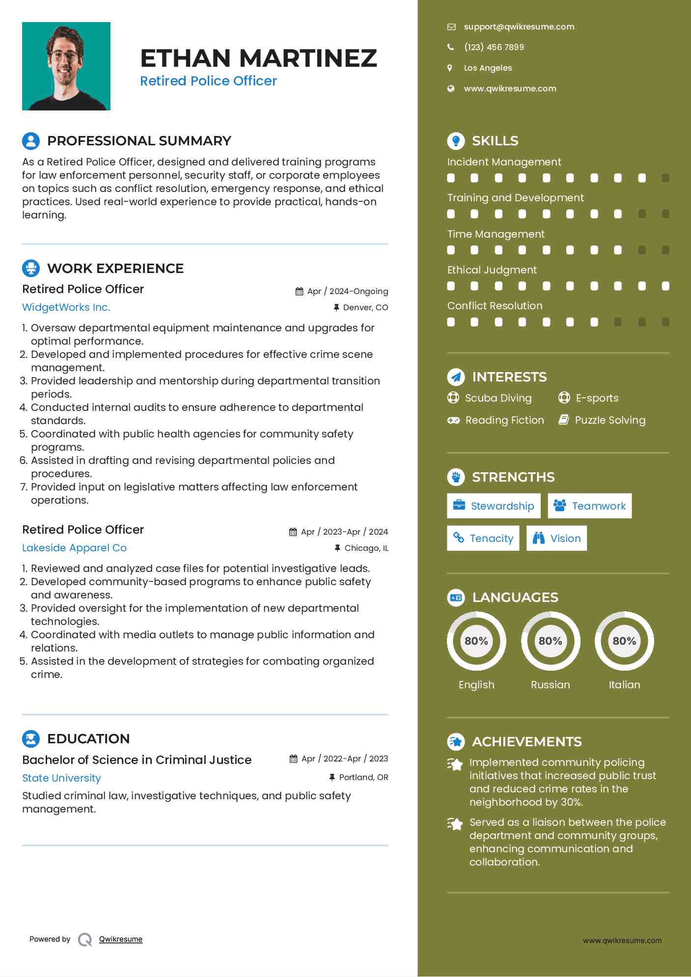 Retired Police Officer Resume Template