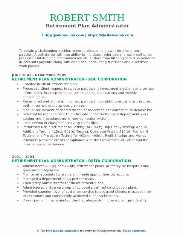Retirement Plan Administrator Resume - Retirement Plan Administrator 1643608729 Pdf 