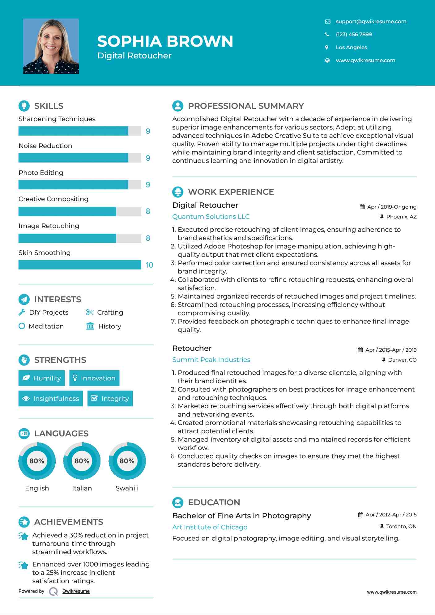 Digital Retoucher Resume Format