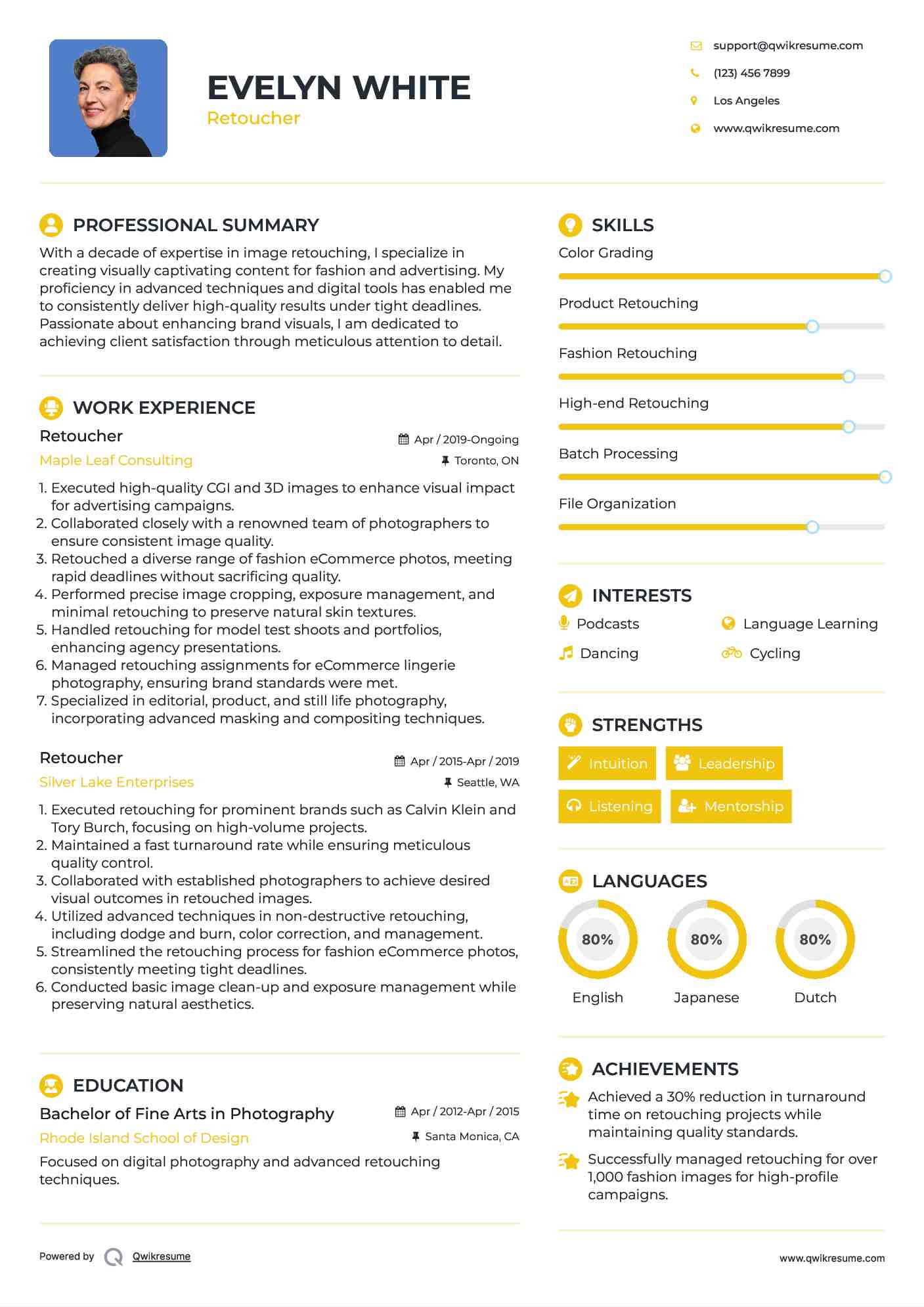 Retoucher Resume Example