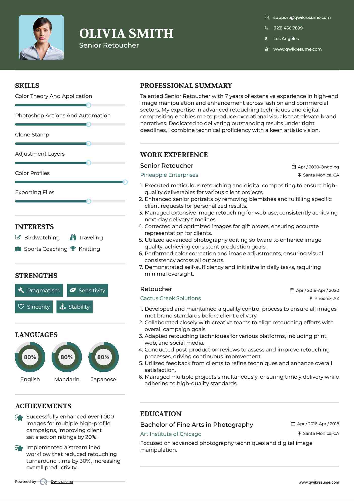 Senior Retoucher Resume Template