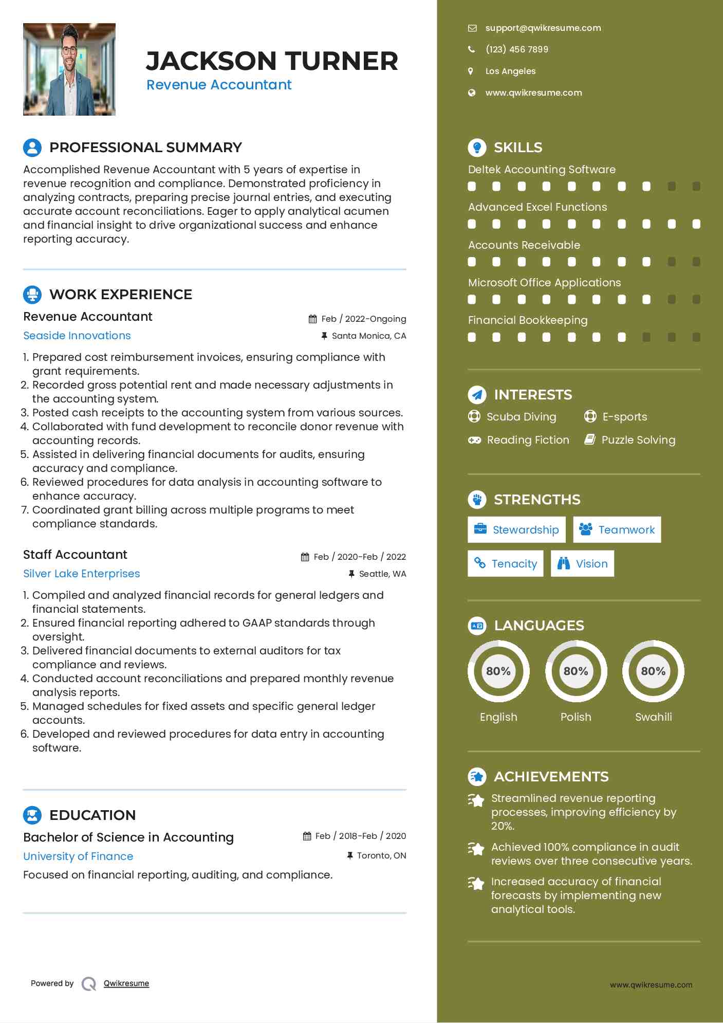 revenue accountant resume samples qwikresume revenue accountant resumes