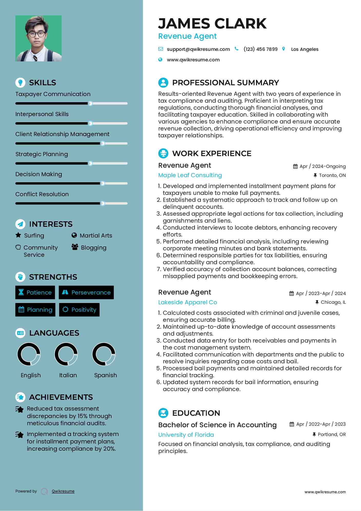 Revenue Agent Resume Template