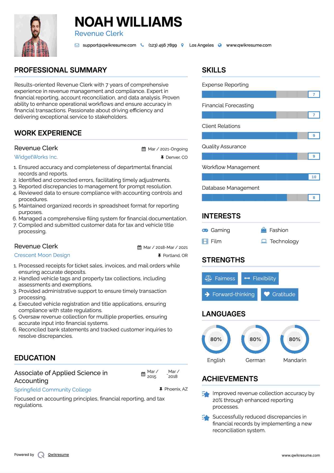 Revenue Clerk Resume Sample