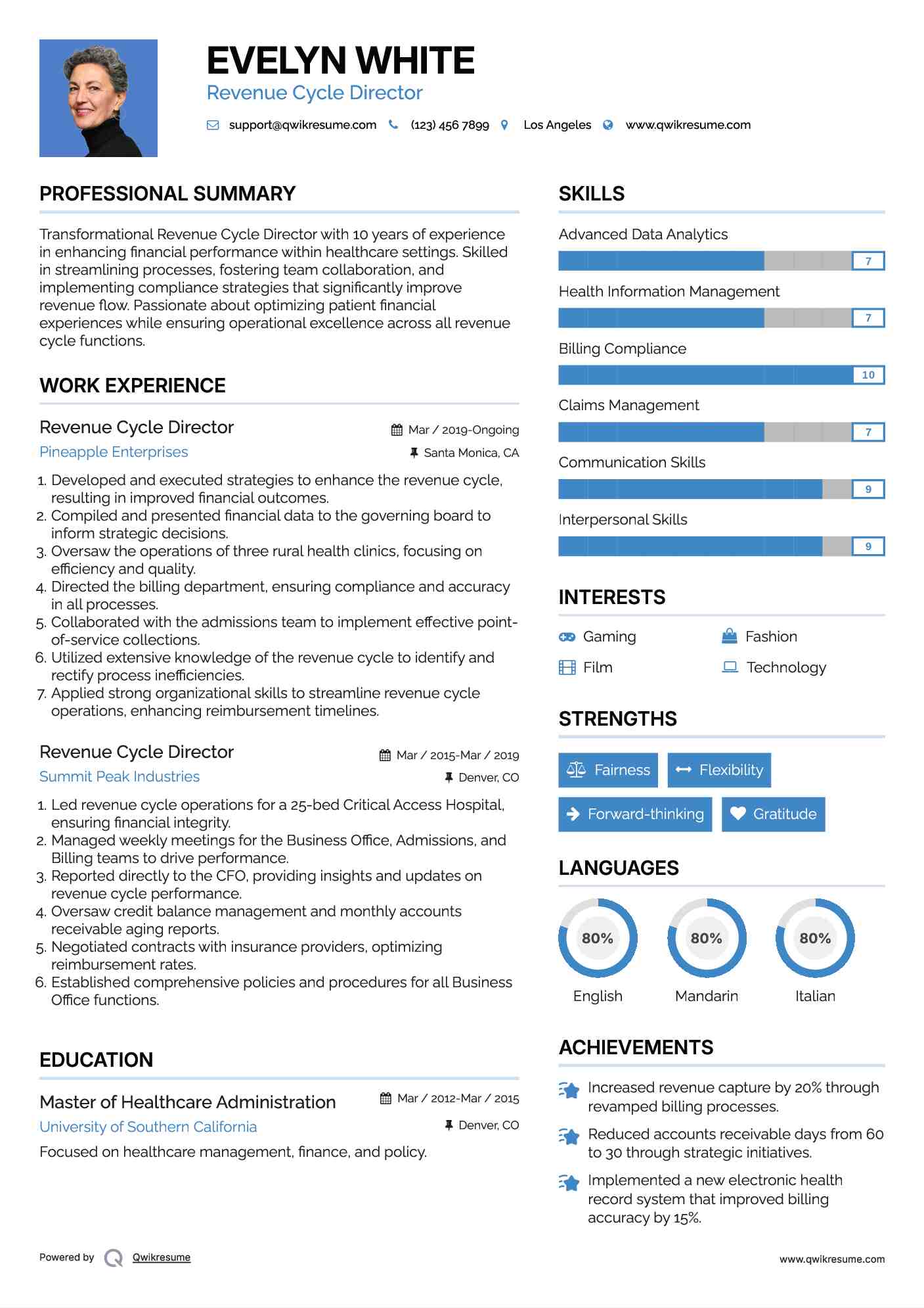 Revenue Cycle Director Resume Template