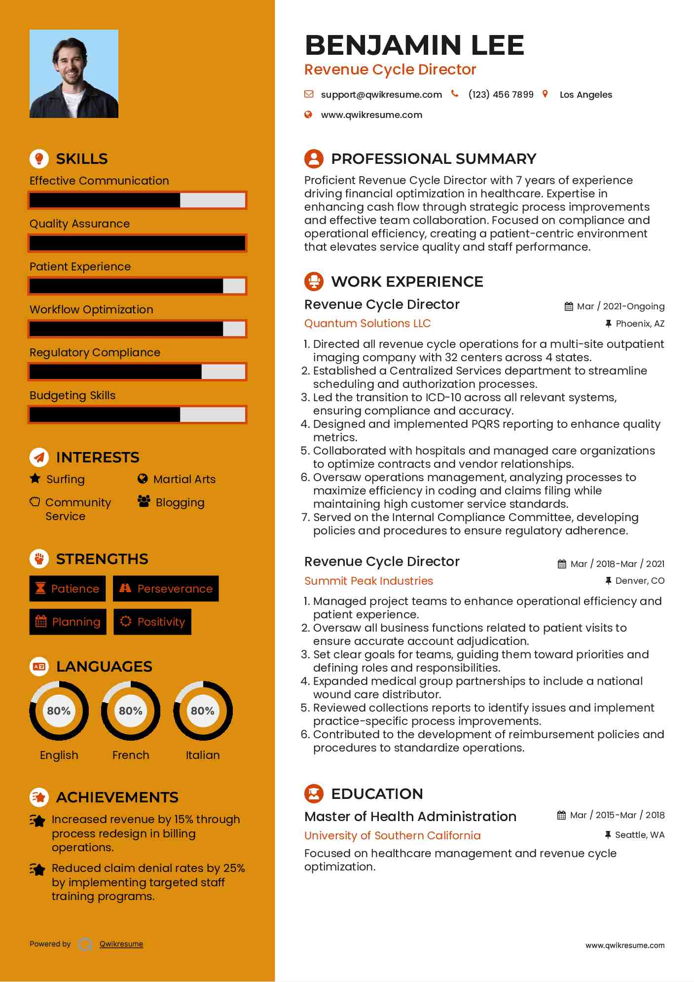 Revenue Cycle Director Resume Example