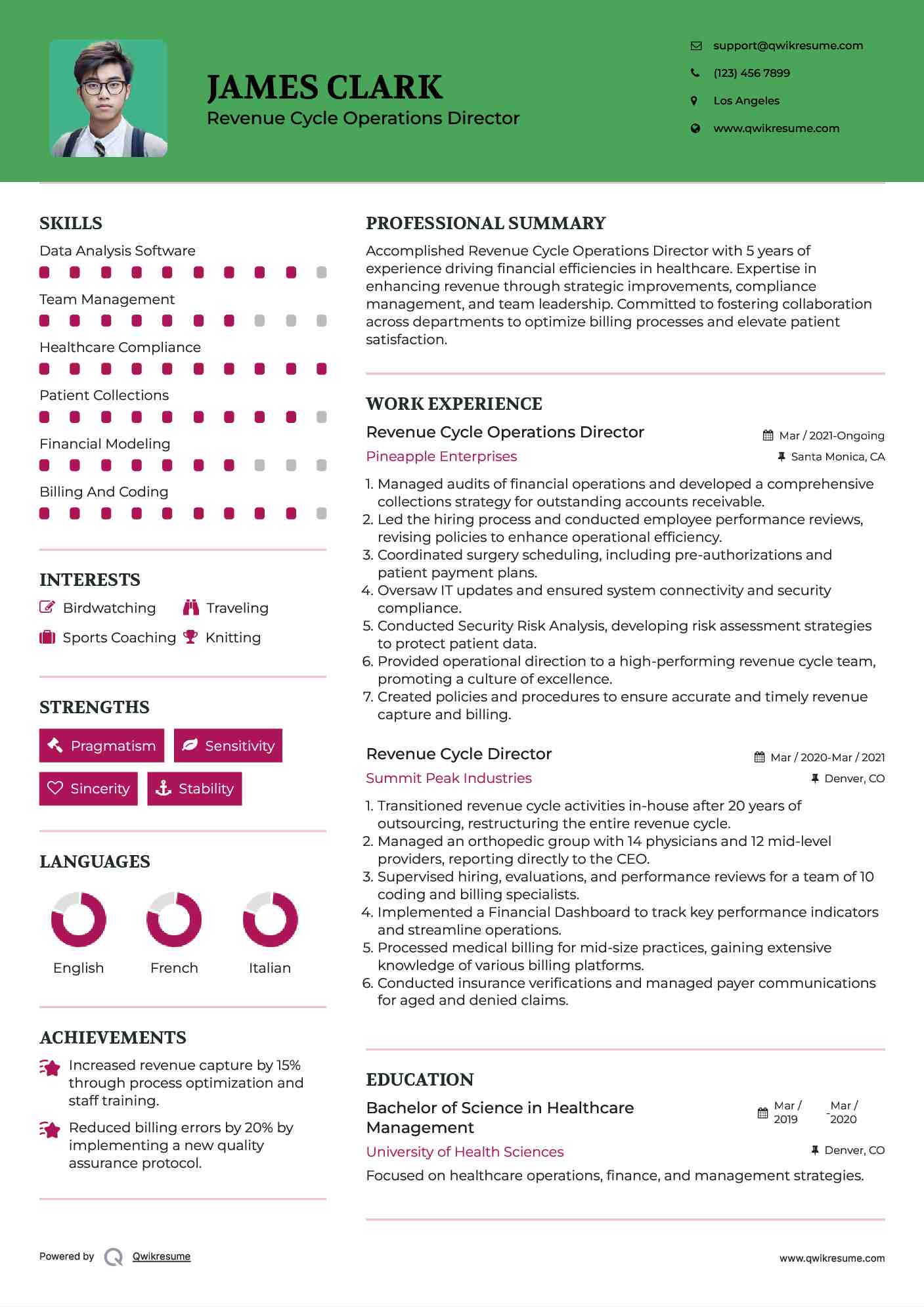 Revenue Cycle Operations Director

 Resume Example