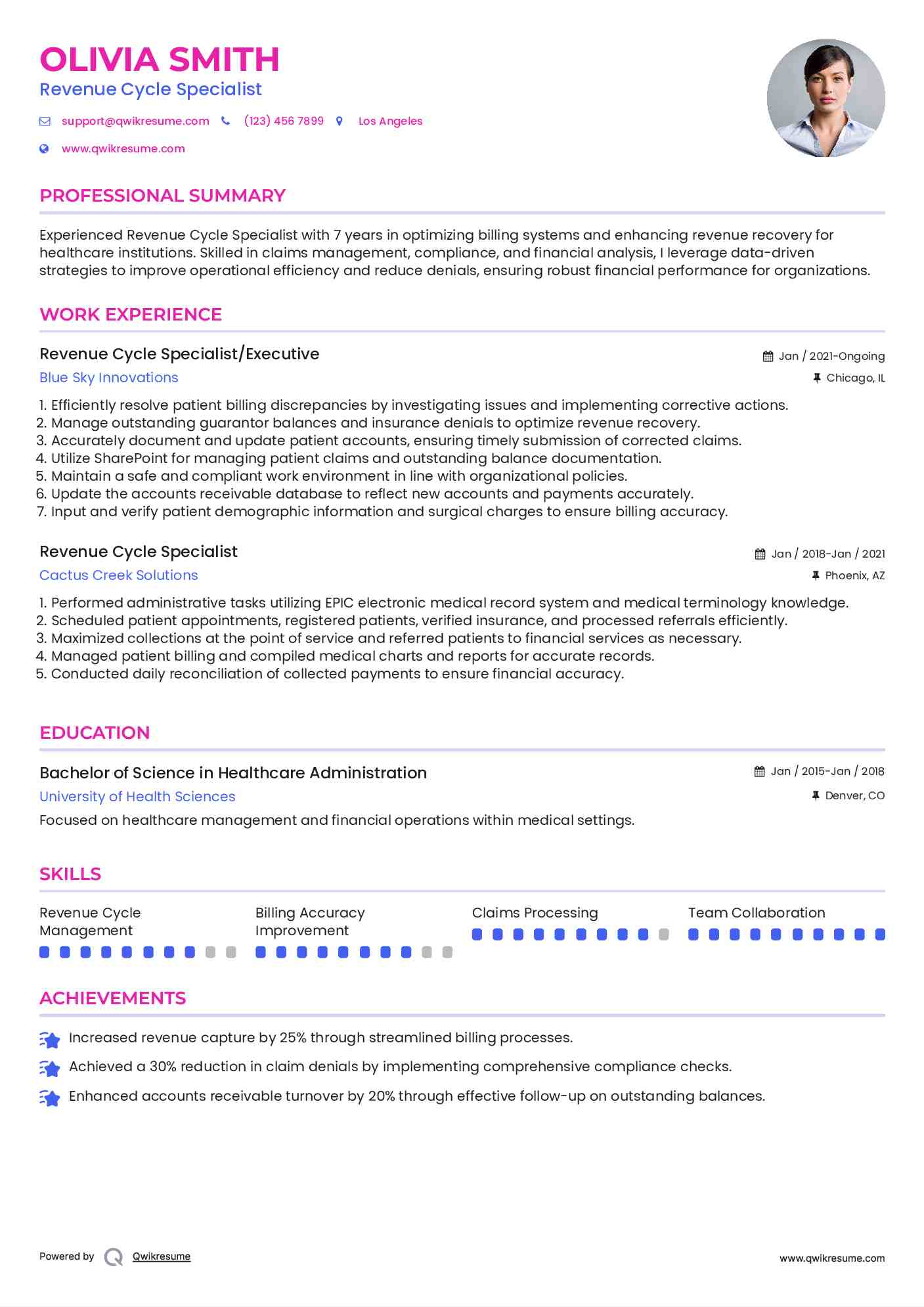 Revenue Cycle Specialist/Executive Resume Model