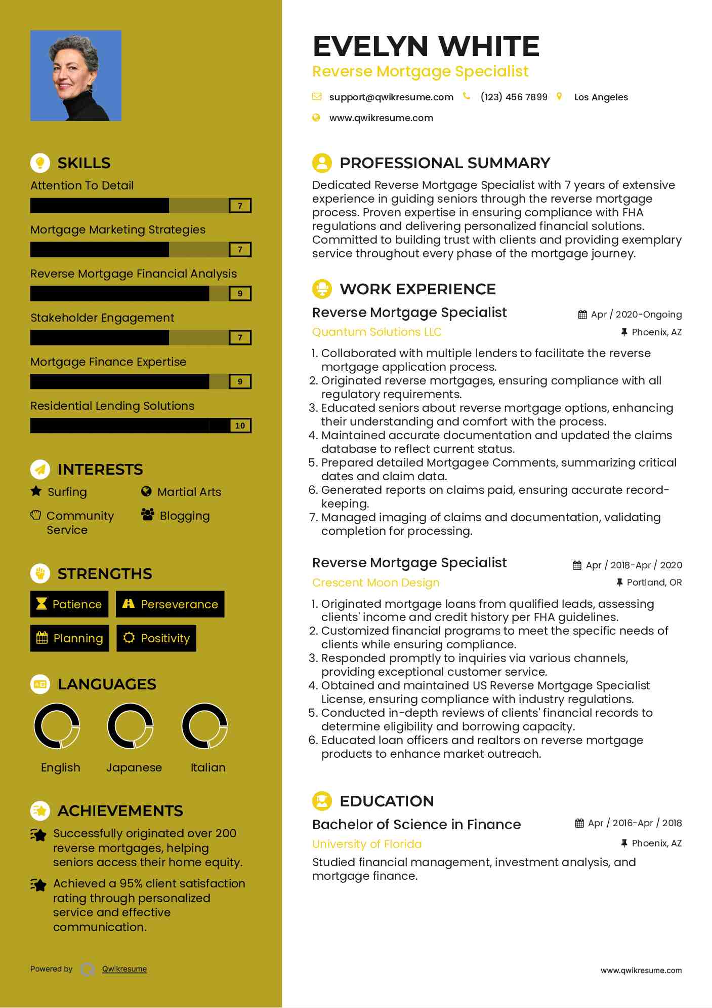 Reverse Mortgage Specialist Resume Template