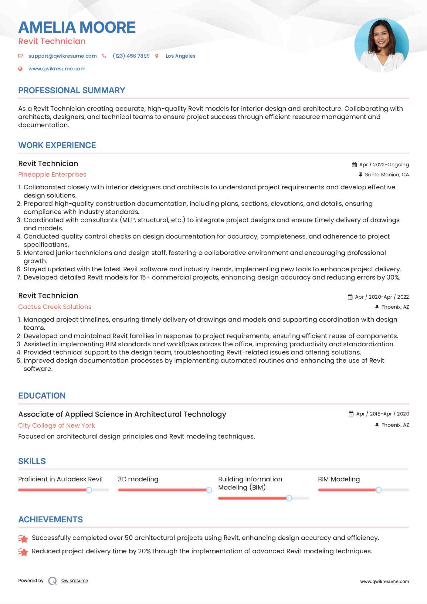 Revit Technician Resume Format