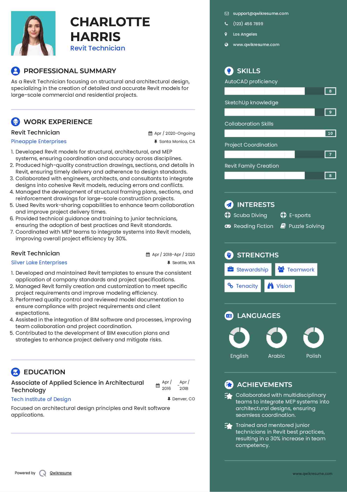 Revit Technician Resume Model