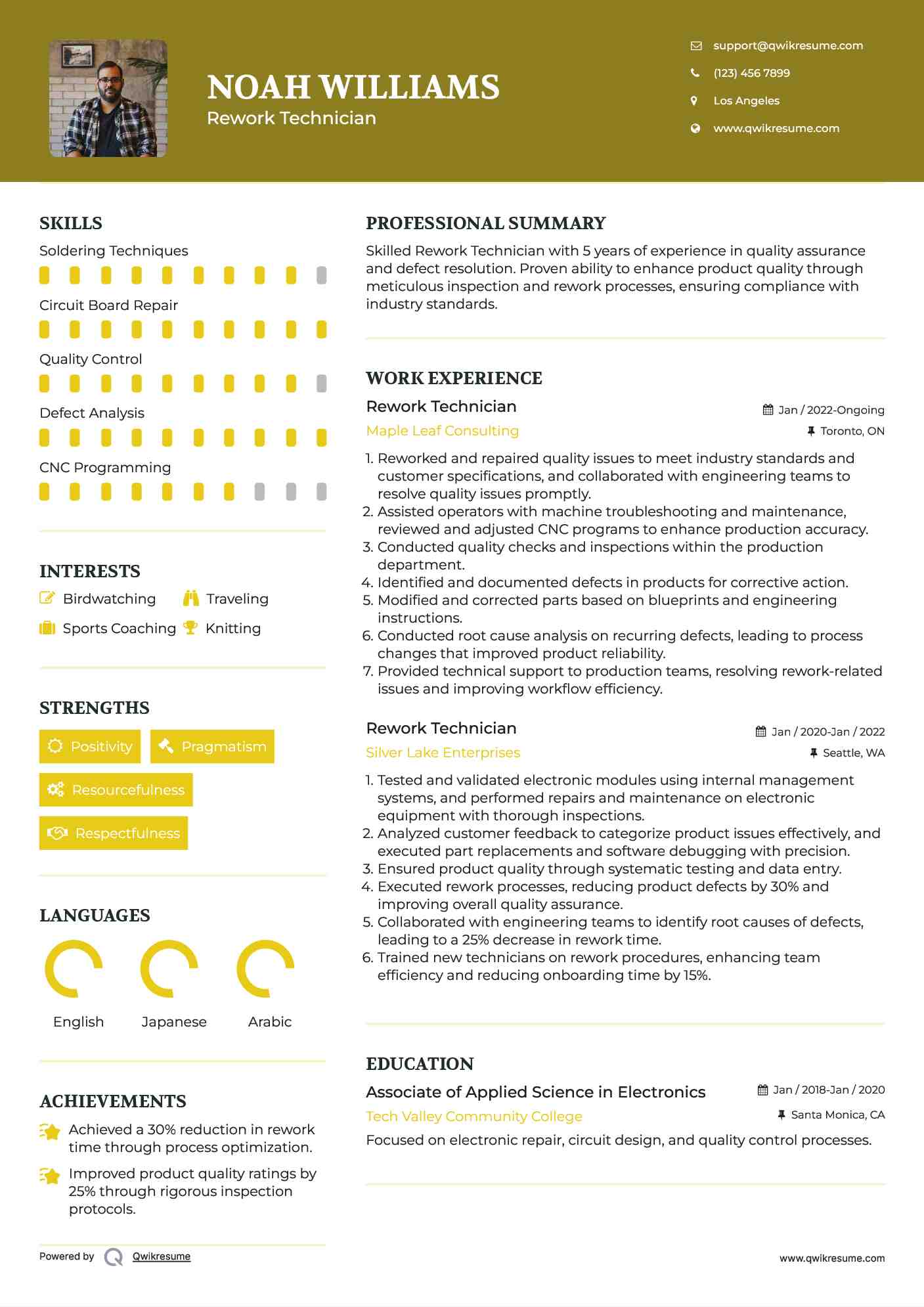 Rework Technician Resume Template