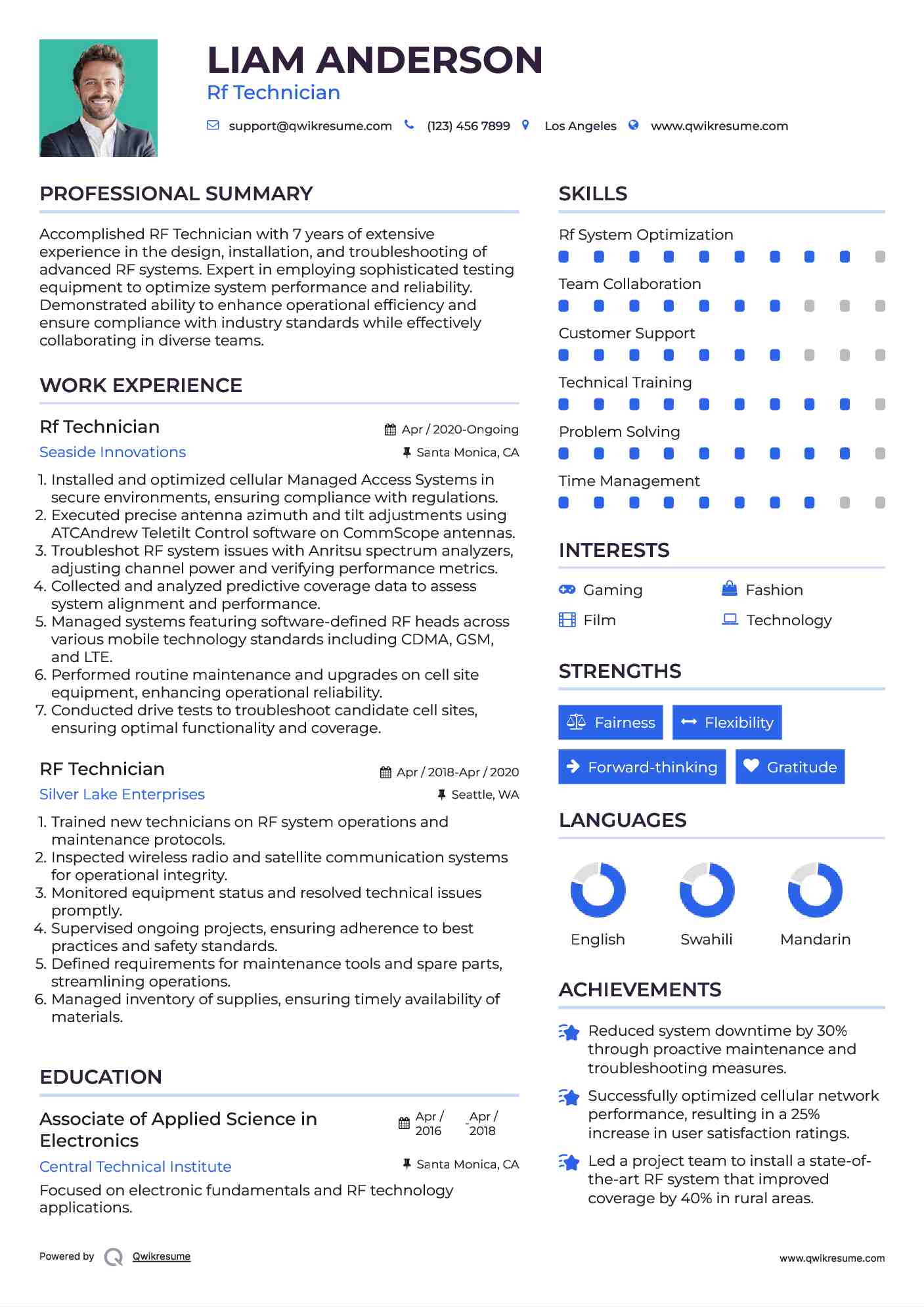 Rf Technician Resume Model