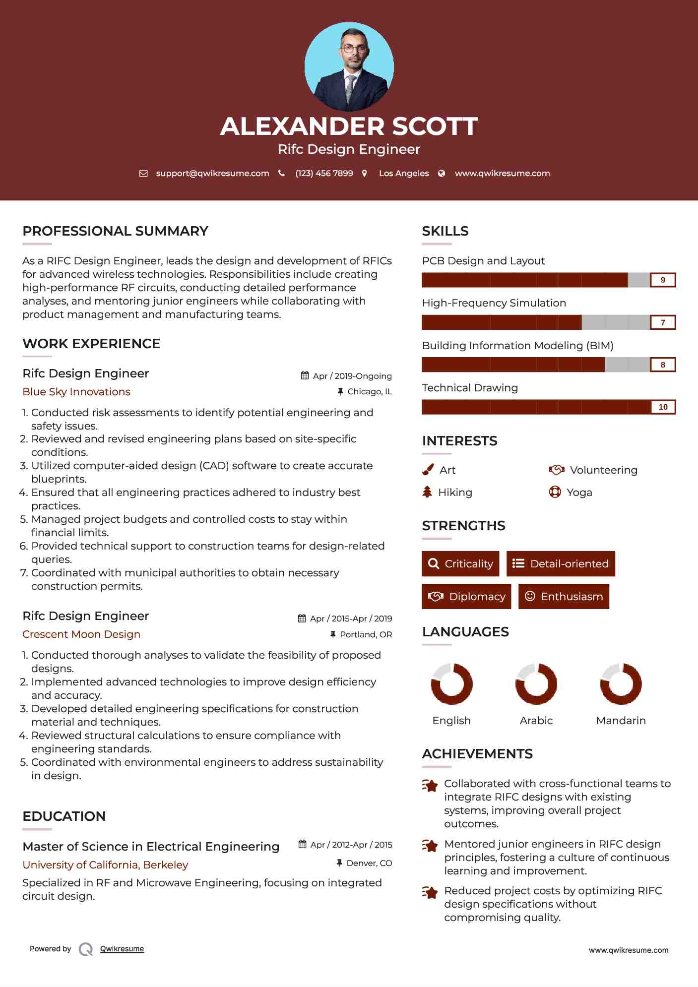 Rifc Design Engineer Resume Format