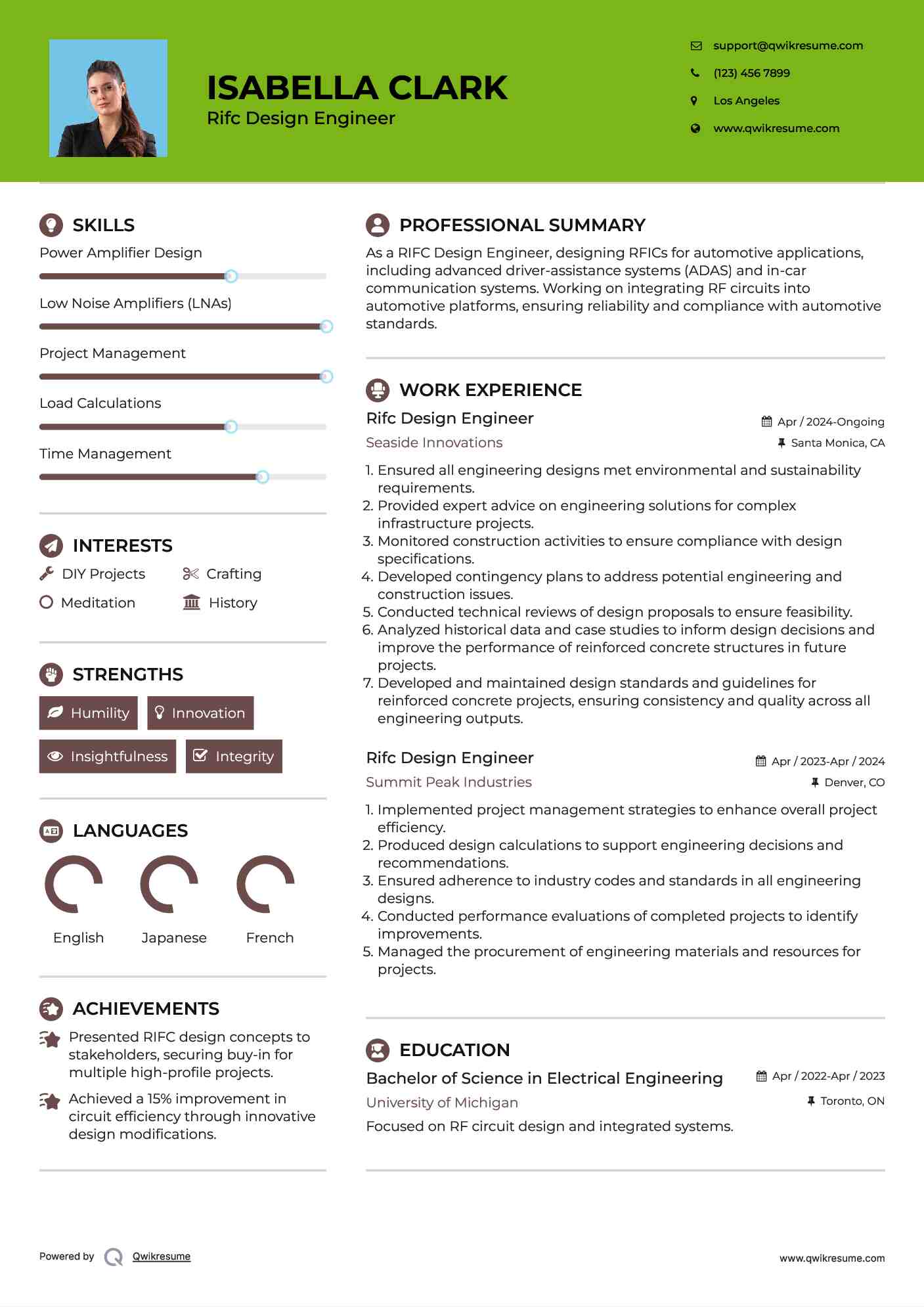 Rifc Design Engineer Resume Model