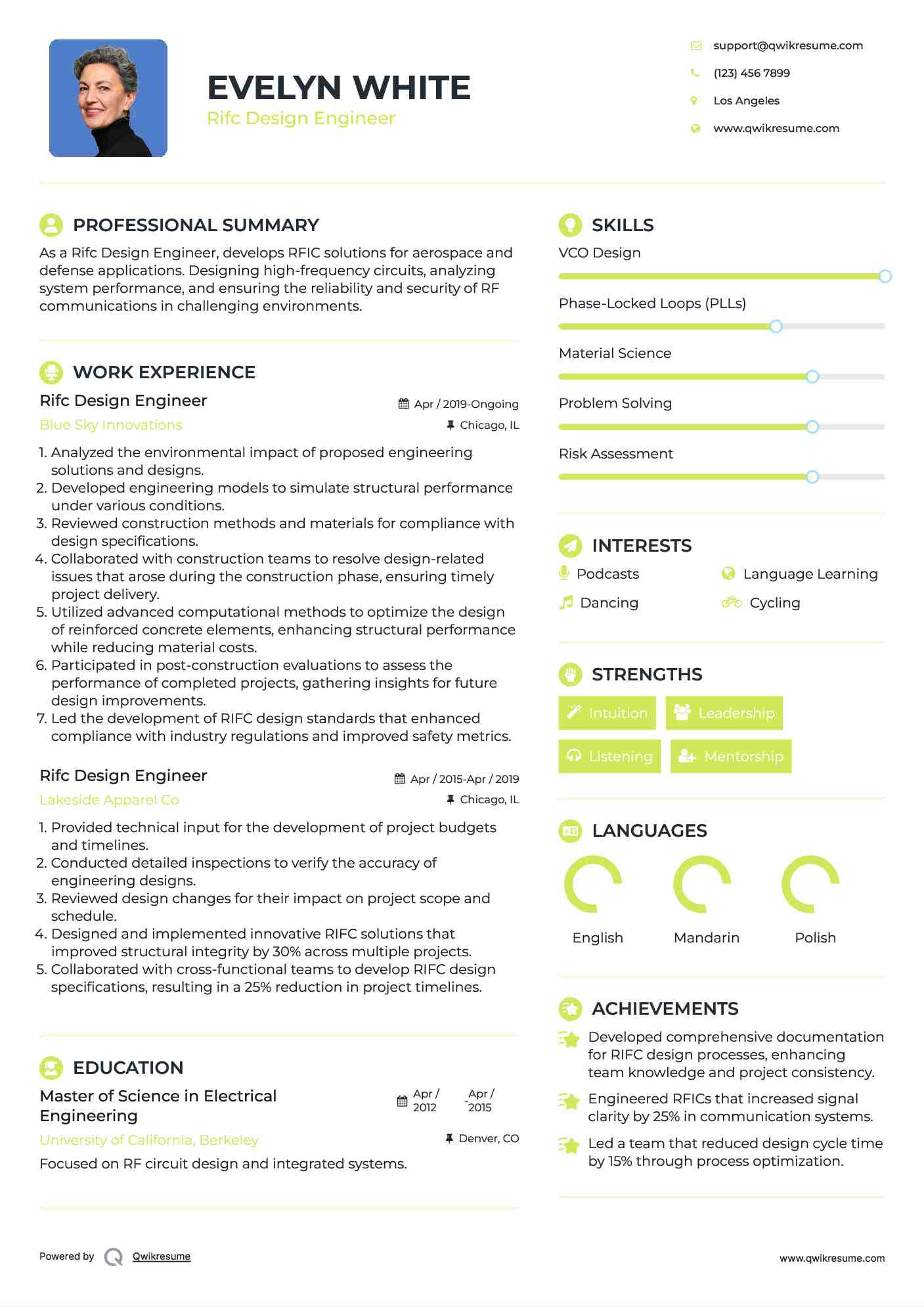 Rifc Design Engineer Resume Model