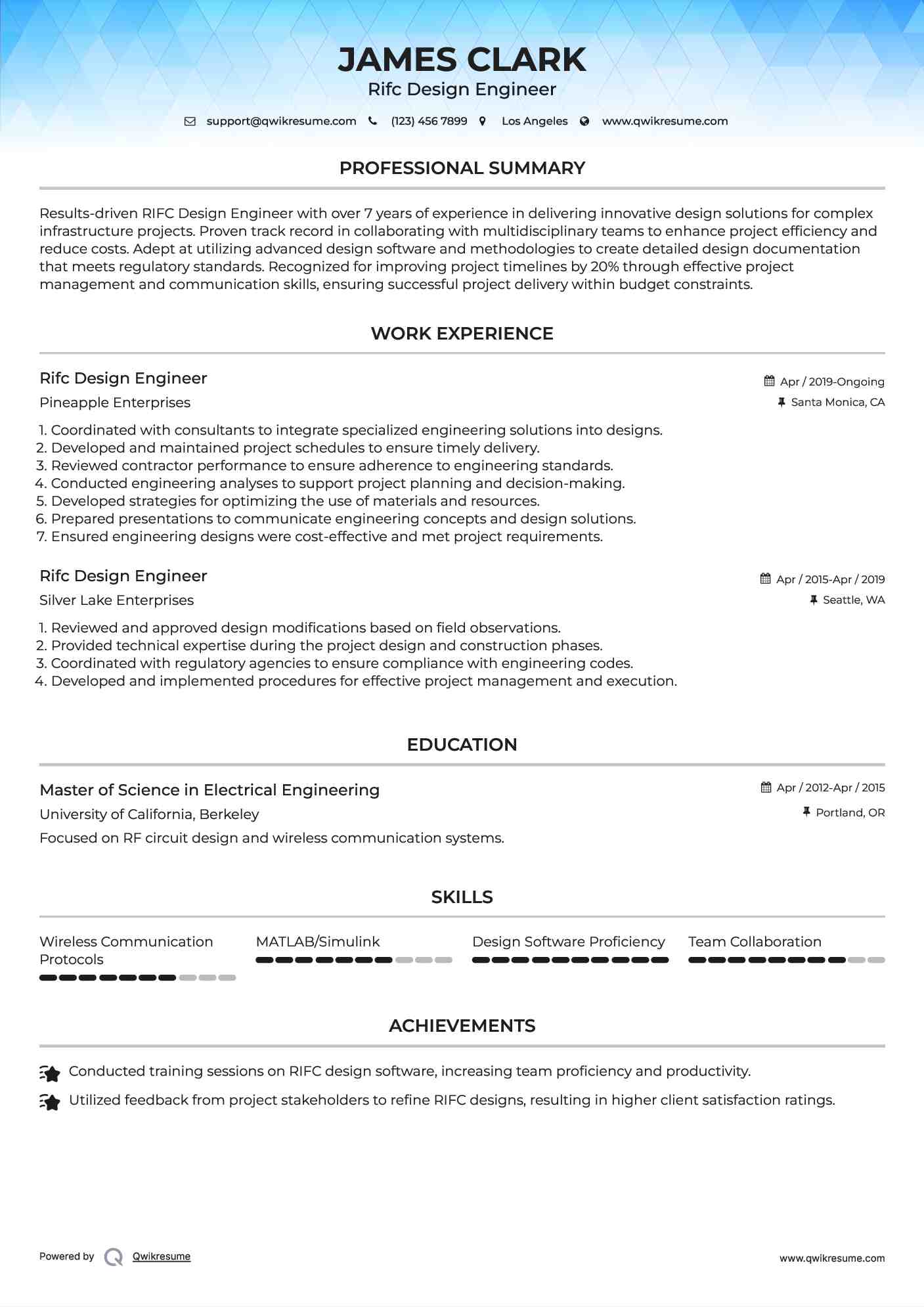 Rifc Design Engineer Resume Model