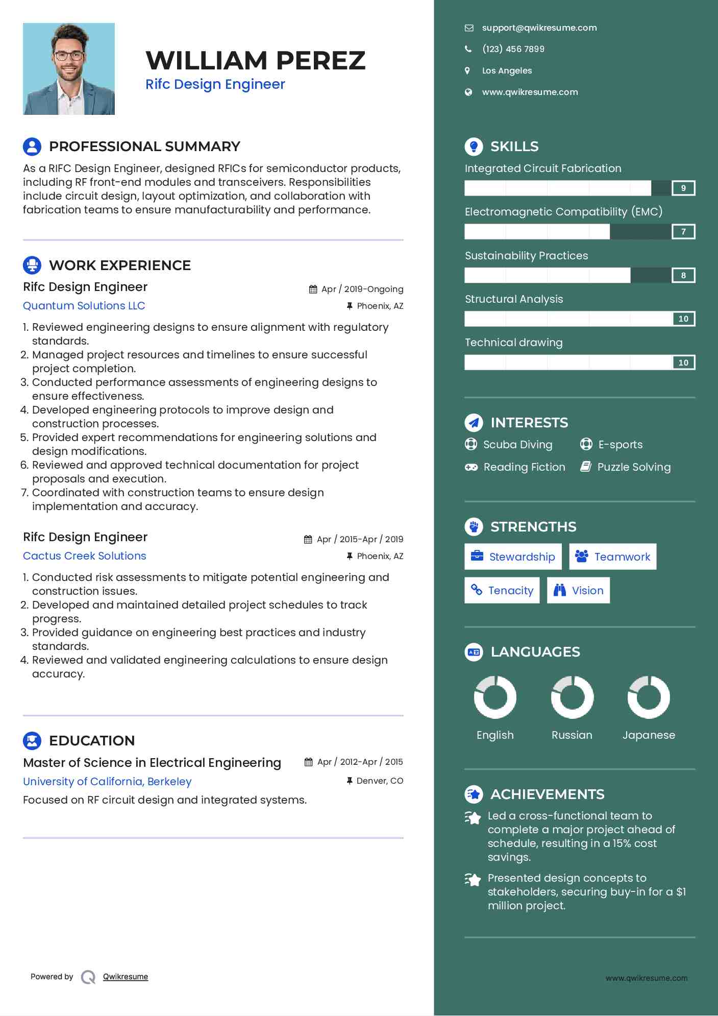 Rifc Design Engineer Resume Format